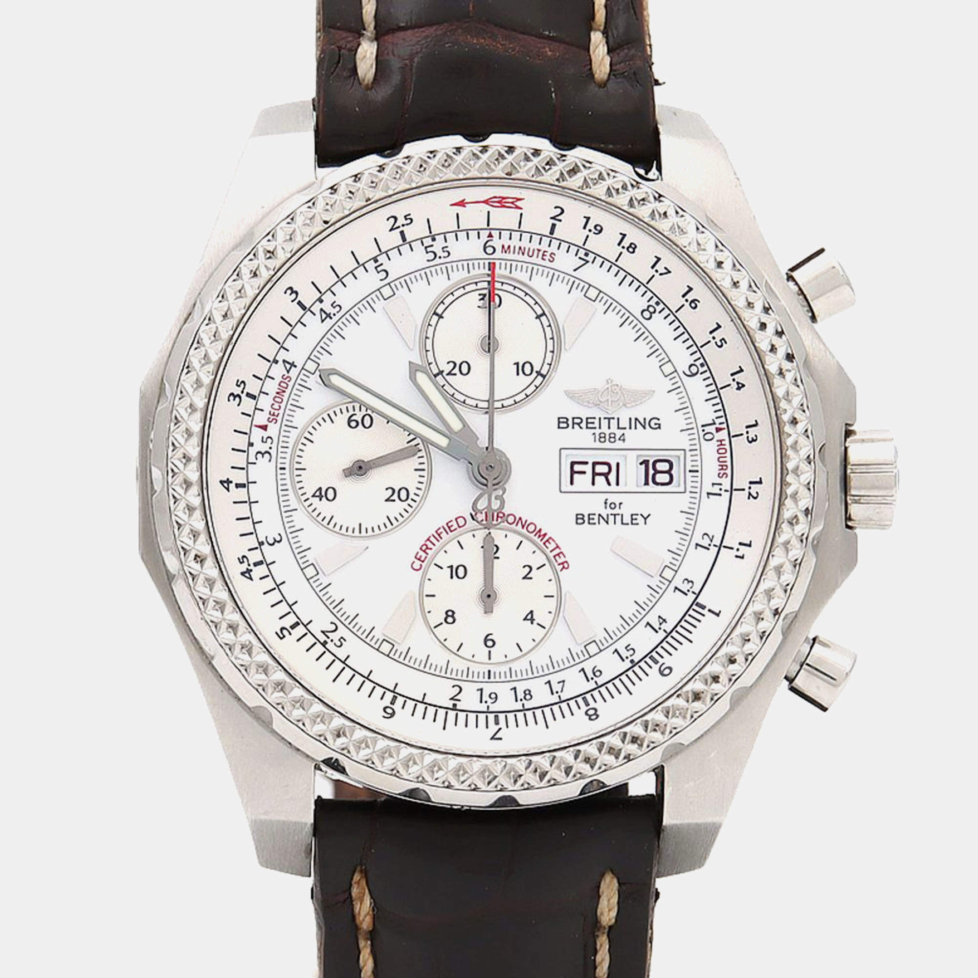 Pre Owned Breitling Bentley GT Racing A13363 Automatic Stainless Steel Men's Wristwatch 45 mm