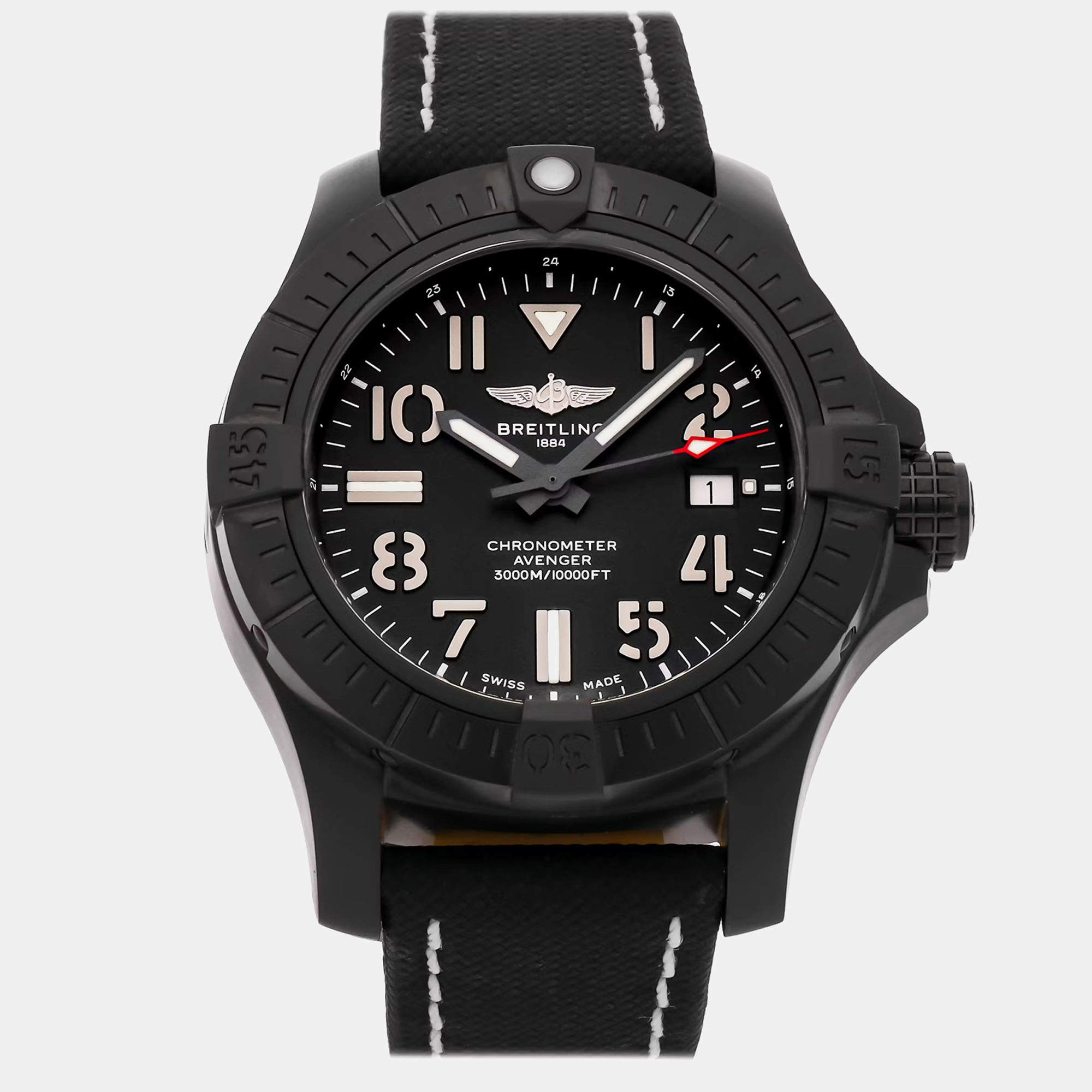 Pre Owned Pre-Owned Breitling Avenger Seawolf Night Mission V17319101B1X2 Black Automatic Titanium Men's Wristwatch 45 mm