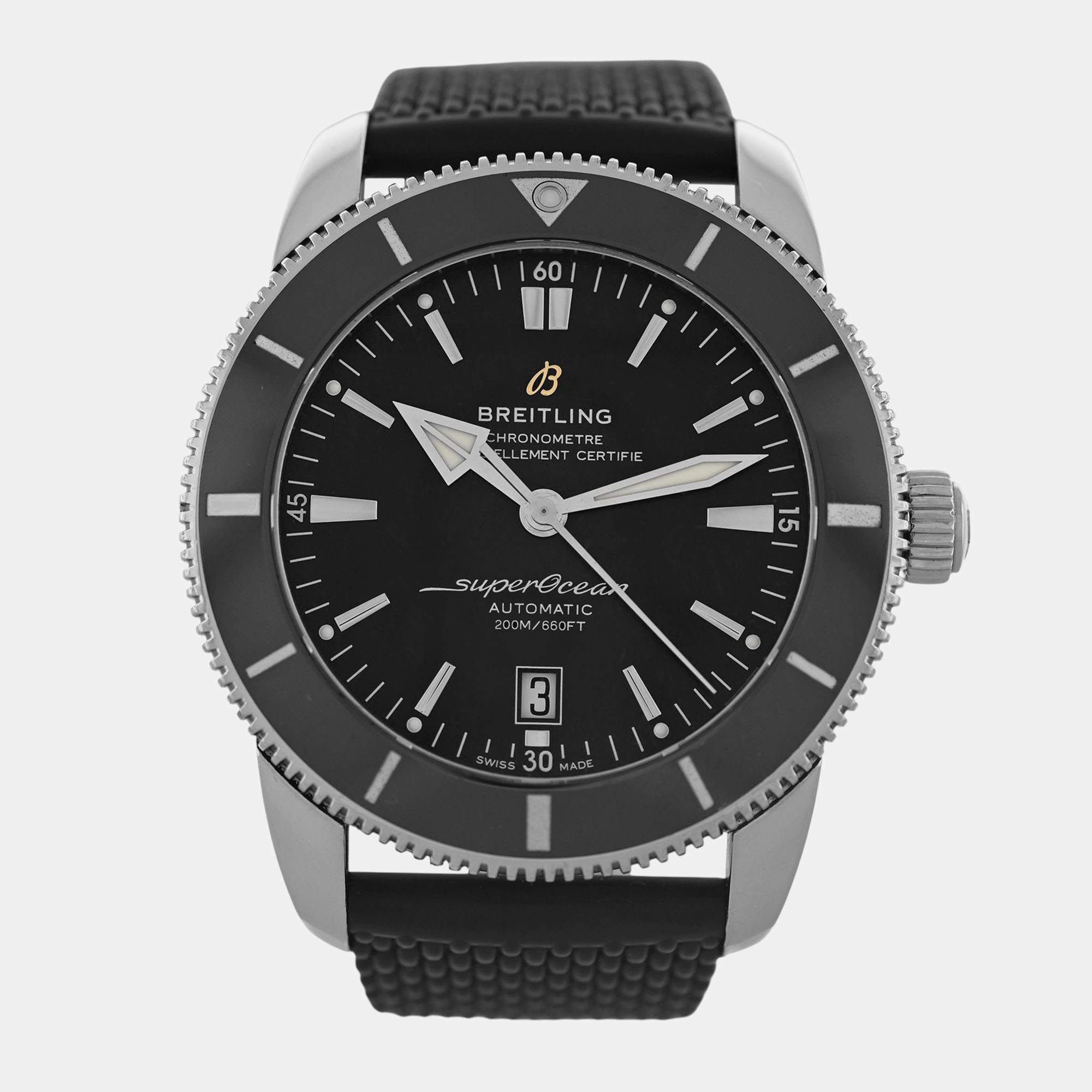 Pre Owned Breitling Superocean Heritage AB2020121B1S1 Automatic Black Stainless Steel Men's Wristwatch 46 mm