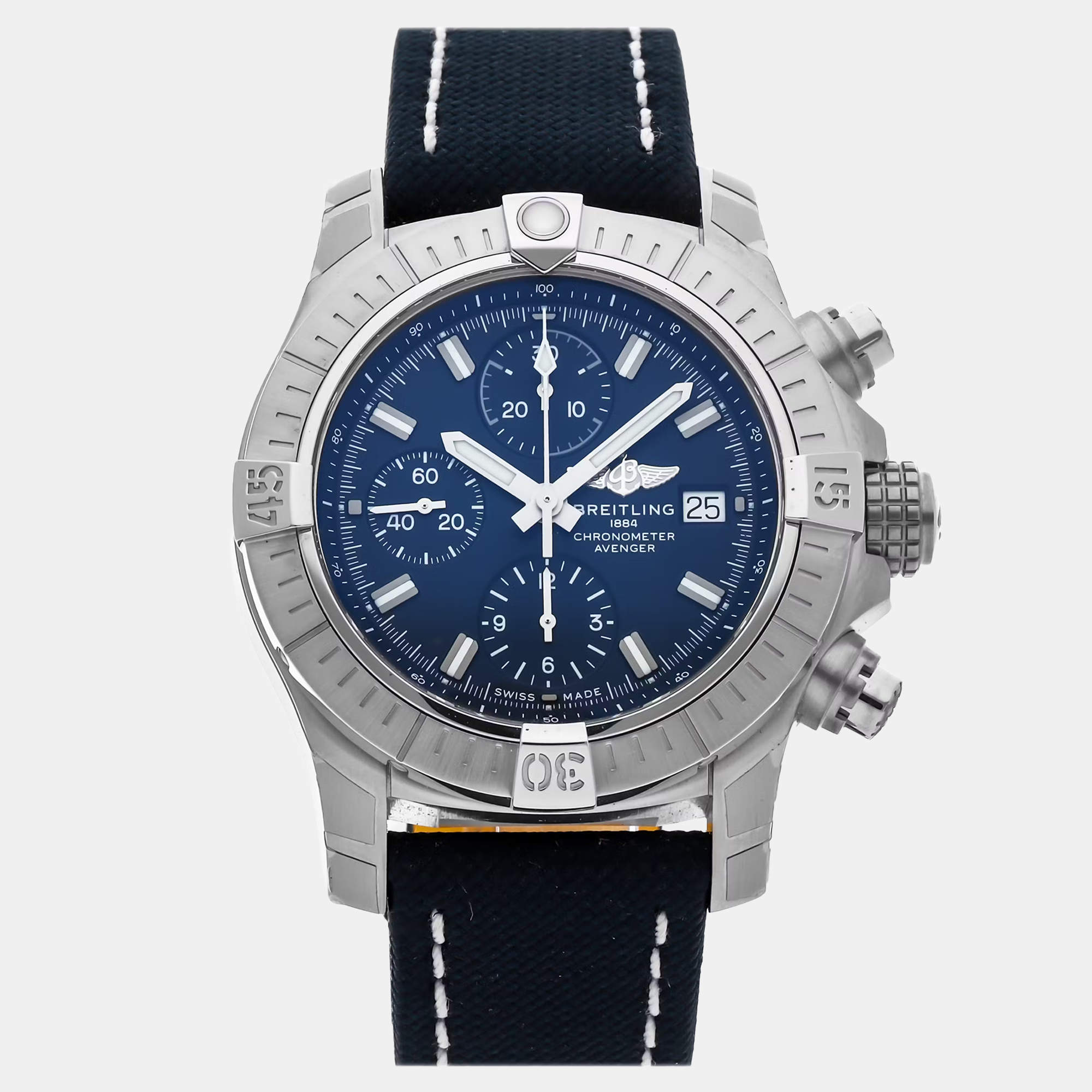 Pre Owned Pre-Owned Breitling Avenger Chronograph A13385101C1X2  Black Automatic Stainless Steel Men's Wristwatch 44 mm