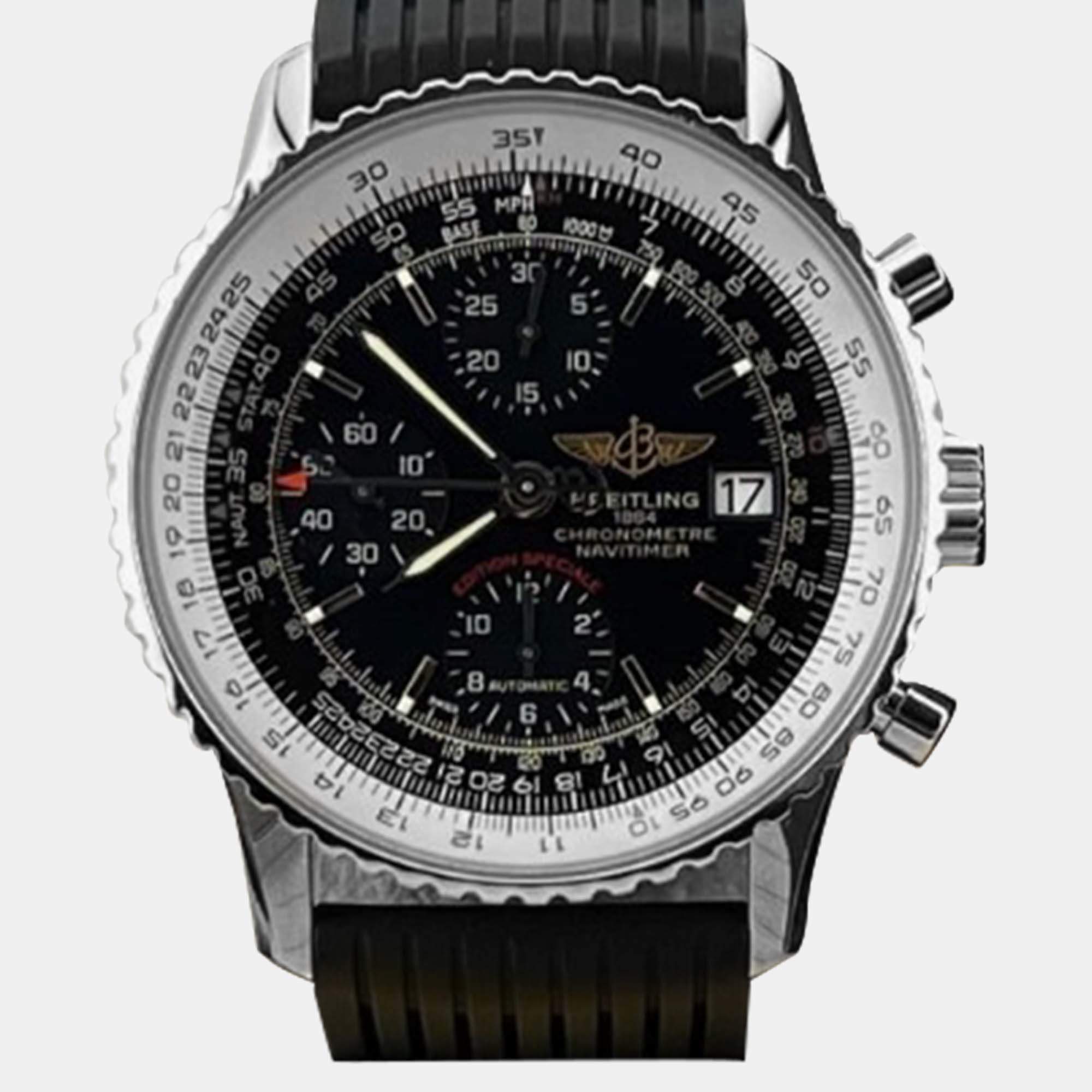 Pre Owned Breitling Navitimer Heritage A13324 Automatic Black Stainless Steel Men's Wristwatch 41 mm