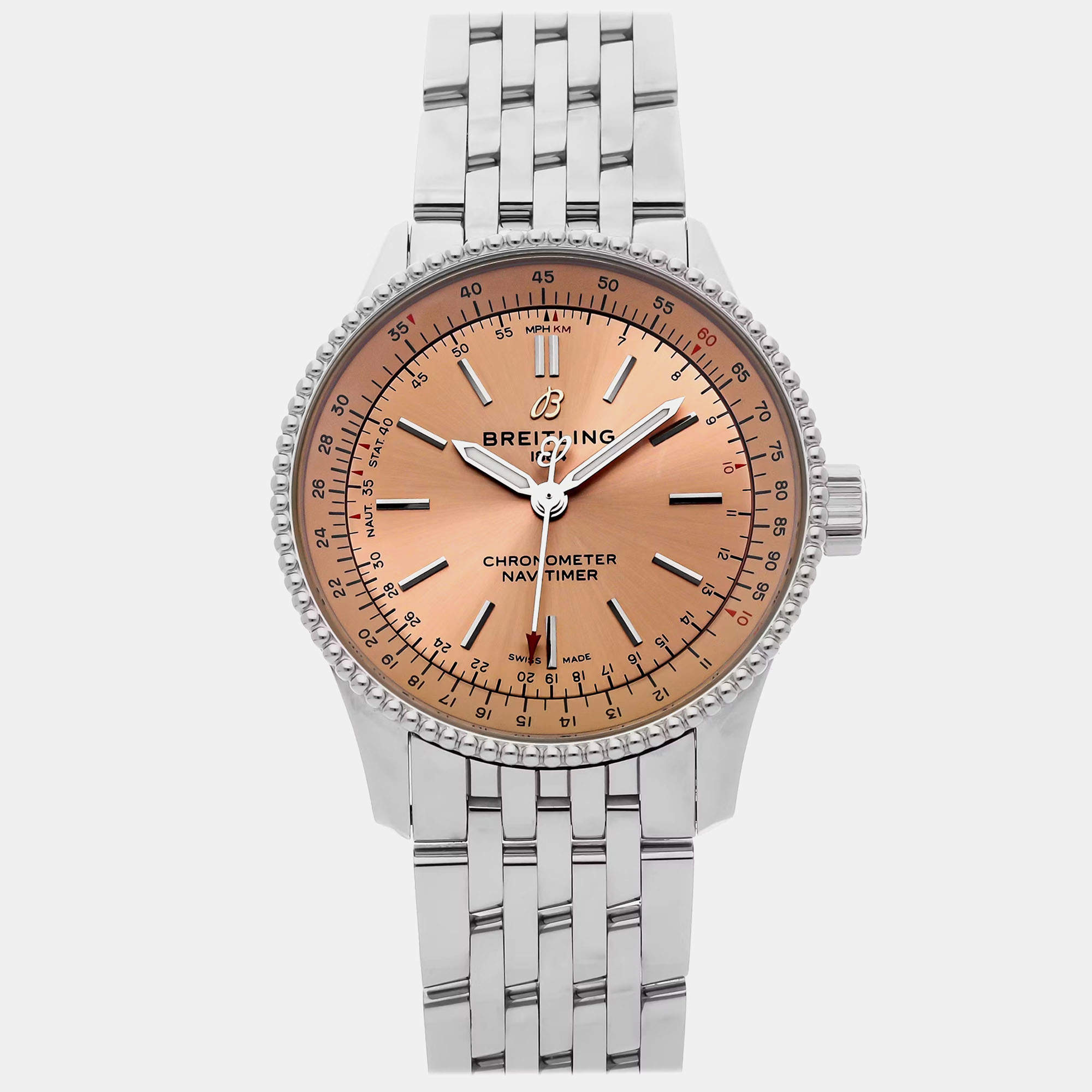 Pre Owned Pre-Owned Breitling Navitimer A17395201K1A1 Brown Automatic Stainless Steel Men's Wristwatch 35 MM