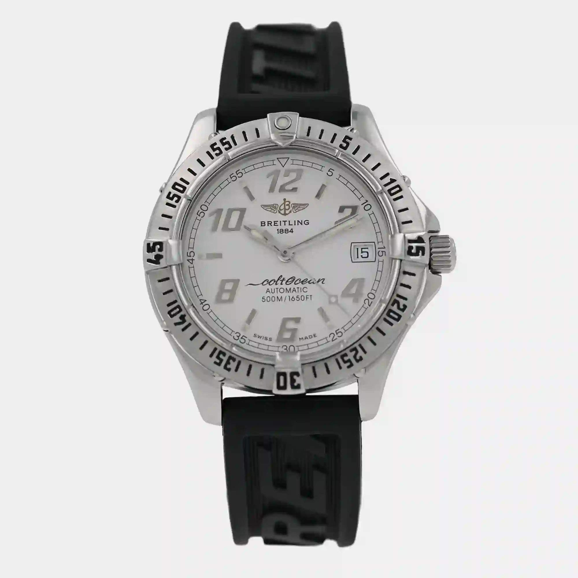 Pre Owned Breitling Colt A17350 Automatic White Dial Stainless Steel Men's Wristwatch 38 mm