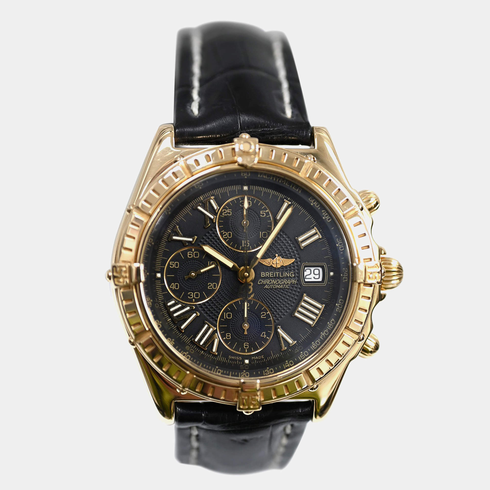 Pre Owned Breitling Crosswind K13055 Automatic Chronograph 18K Rose Gold Men's Wristwatch 43 mm