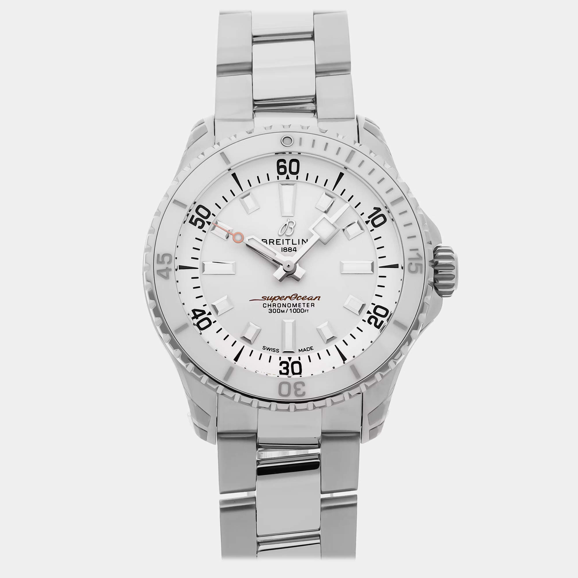 Pre Owned Breitling Superocean A17377211A1A1 Automatic White Dial Stainless Steel Women's Wristwatch 36mm