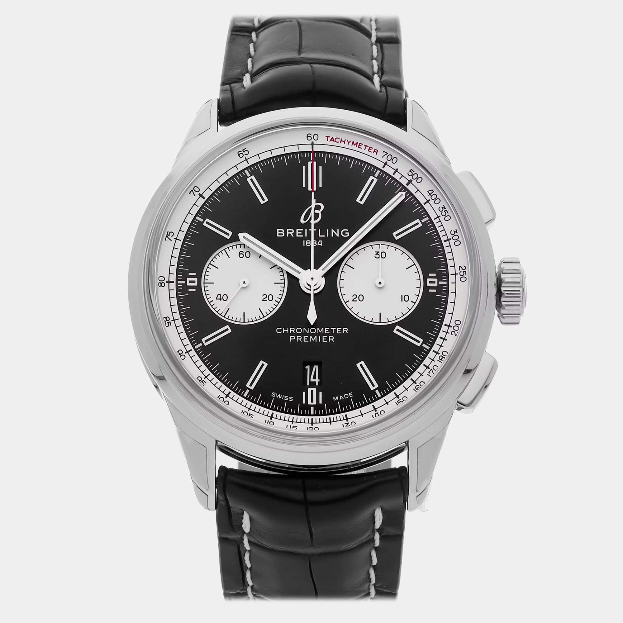 Pre Owned ساعة يد بريتلينغ بريمير B01 كرونوغراف AB0118371B1P2 أوتوماتيكية 42 مم مستعملة