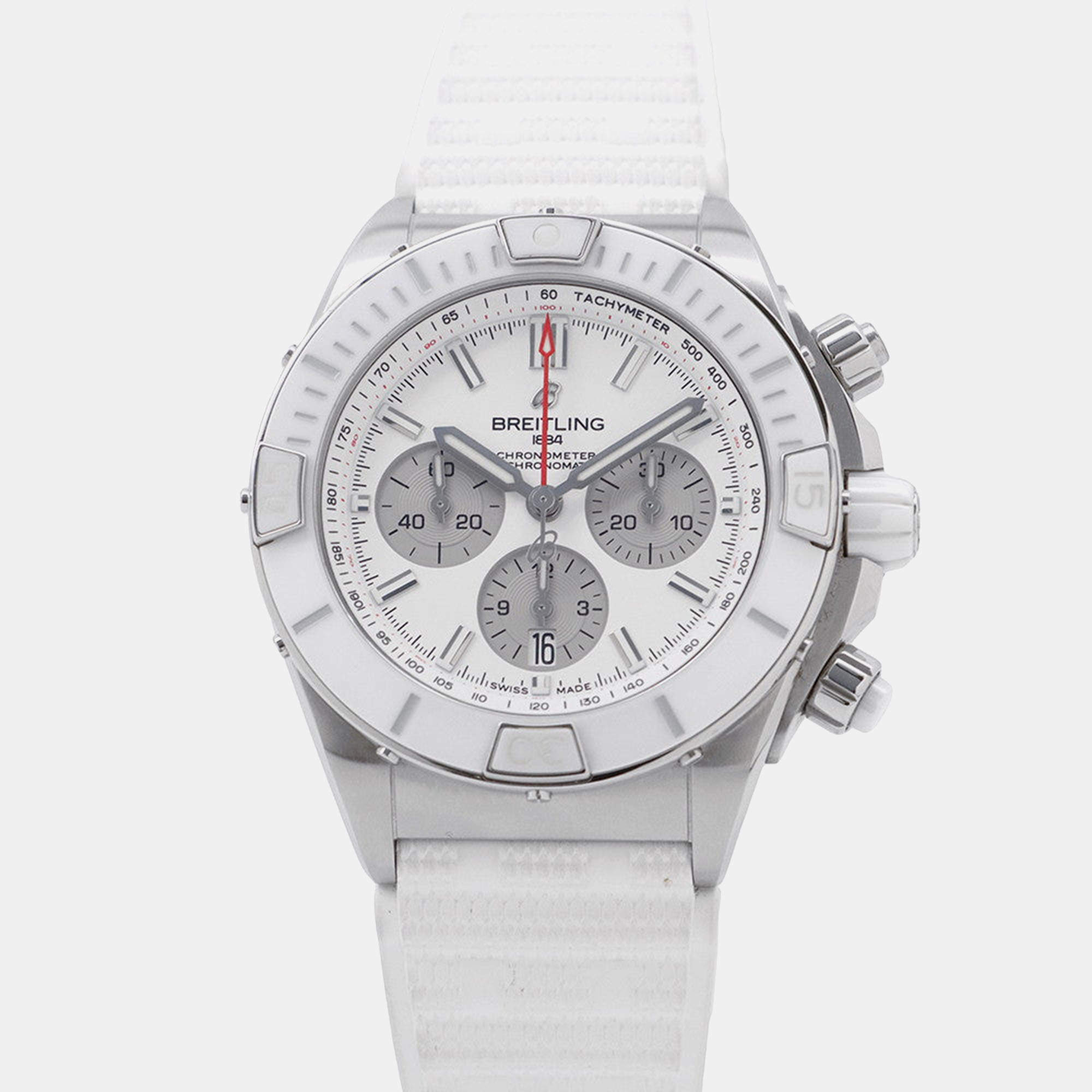 مملوكة مسبقًا Breitling Chronomat AB0136A71A1S1 Automatic White Stainless Steel  Men's Wristwatch 44 mm