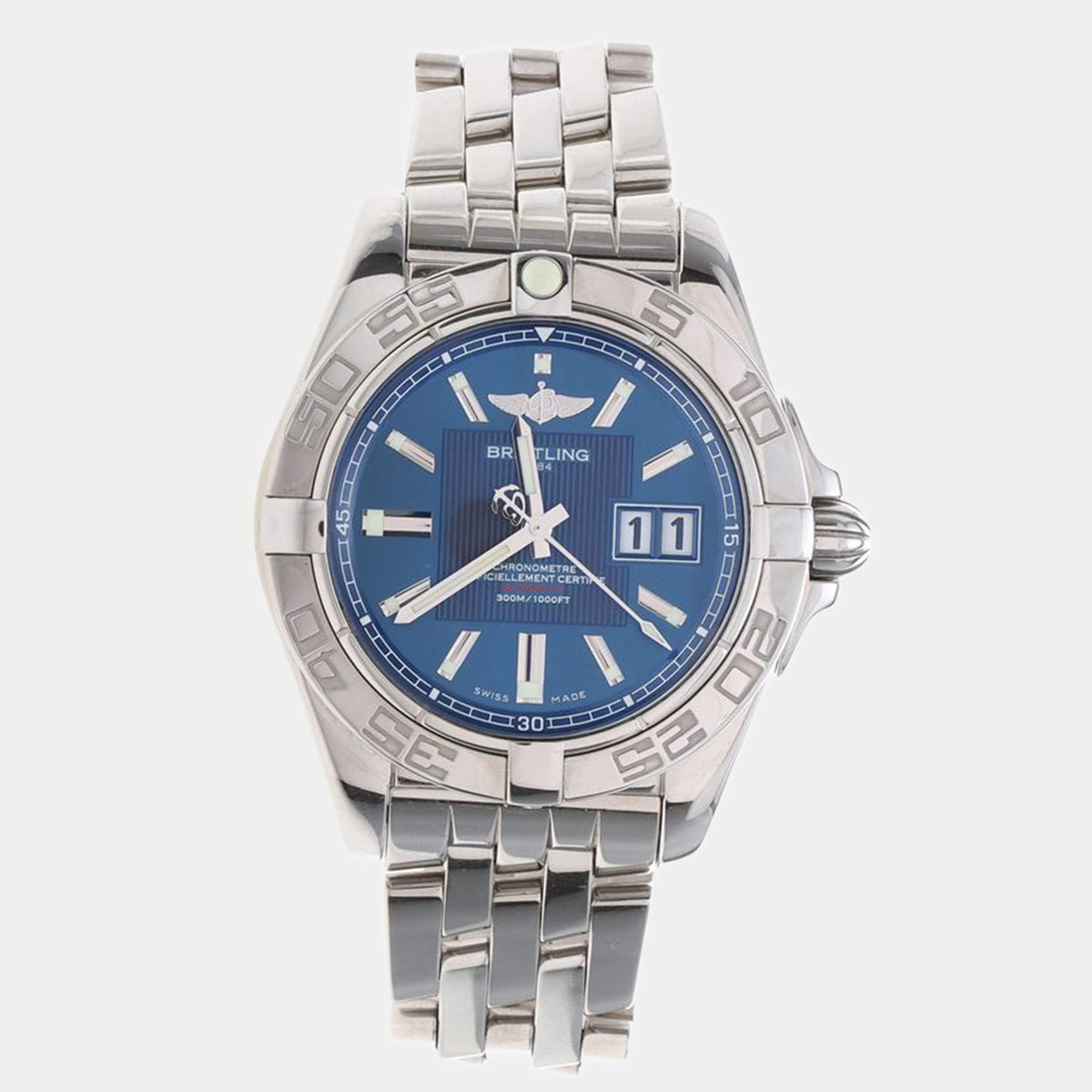 مملوكة مسبقًا Breitling Galactic A49350 Automatic Blue Stainless Steel Men's Wristwatch 41 mm