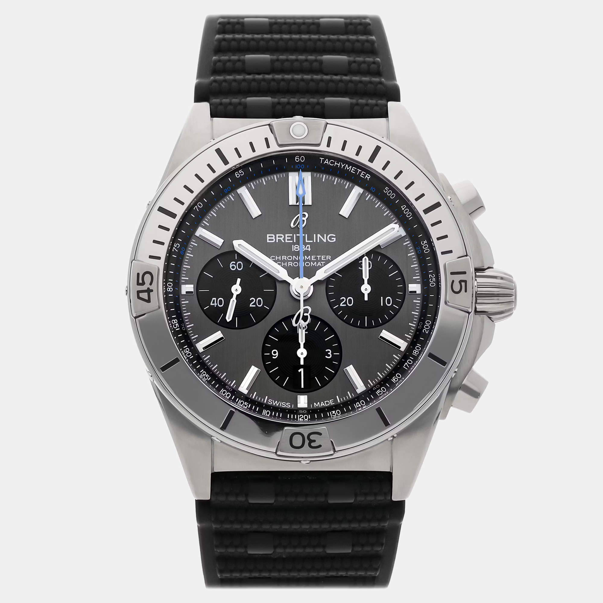 مملوكة مسبقًا Pre-Owned Breitling Chronomat B01 EB0134101M1S1 Grey Automatic Titanium Men's Wristwatch 42 MM