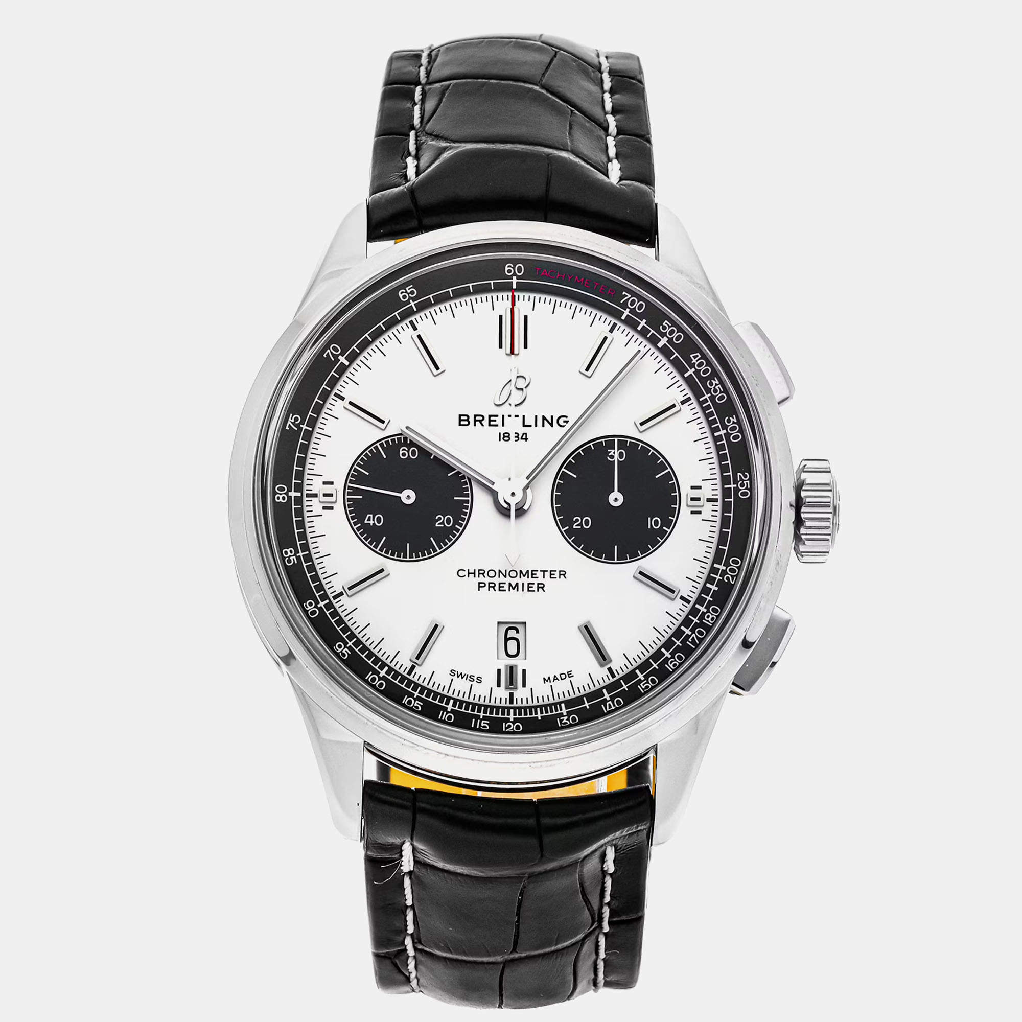 Pre Owned Pre-Owned Breitling Premier B01 Chronograph AB0118221G1P1 Black Automatic Stainless Steel Men's Wristwatch 42 MM