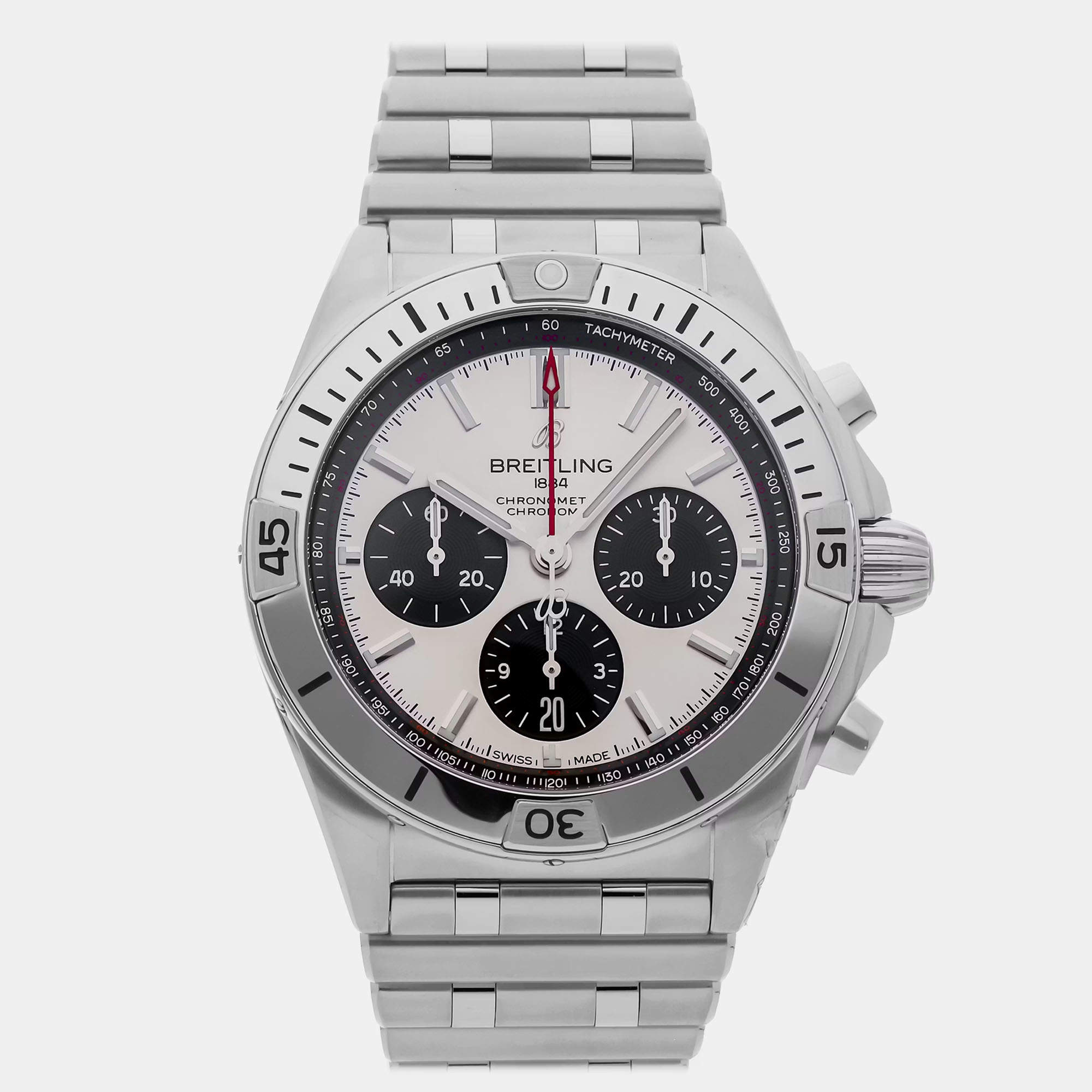 Pre Owned Pre-Owned Breitling Chronomat AB0134101G1A1 Silver Automatic Stainless Steel Men's Wristwatch 42 MM