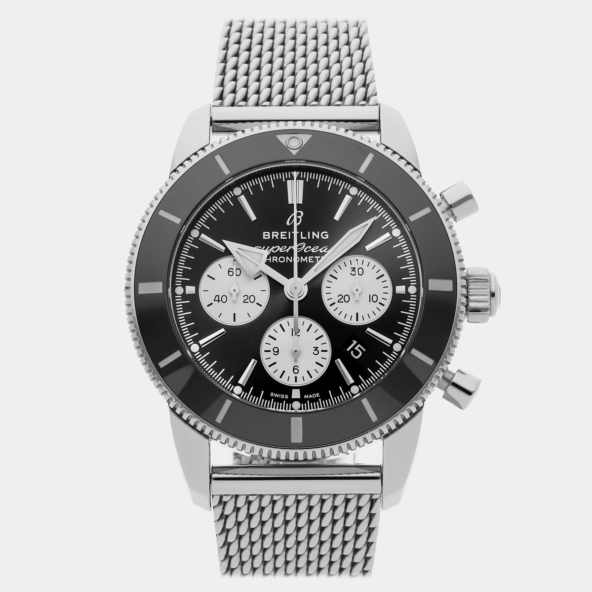 مملوكة مسبقًا Pre-Owned Breitling Superocean Heritage B01 Chronograph AB0162121B1A1 Black Automatic Stainless Steel Men's Wristwatch 44 MM