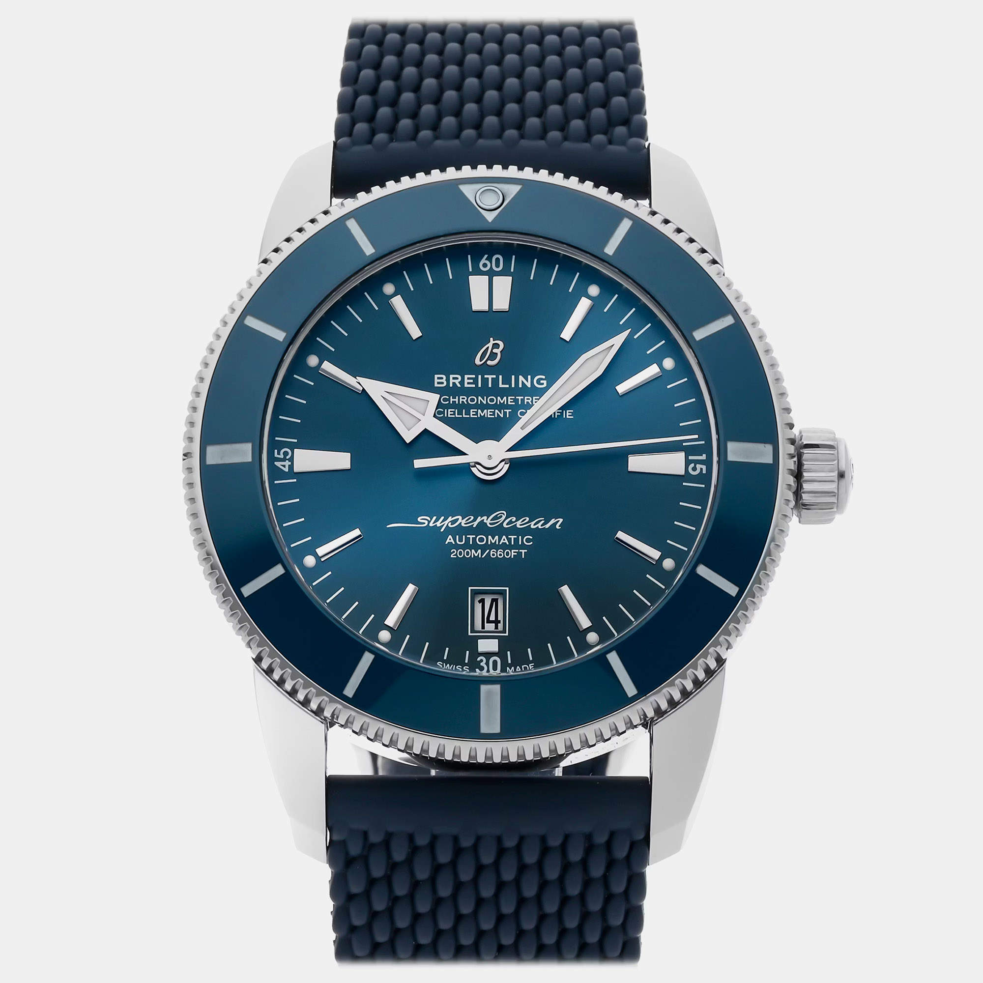 Pre Owned Pre-Owned Breitling Superocean Heritage B20 AB2020161C1S1 Blue Automatic Stainless Steel Men's Wristwatch 46 MM