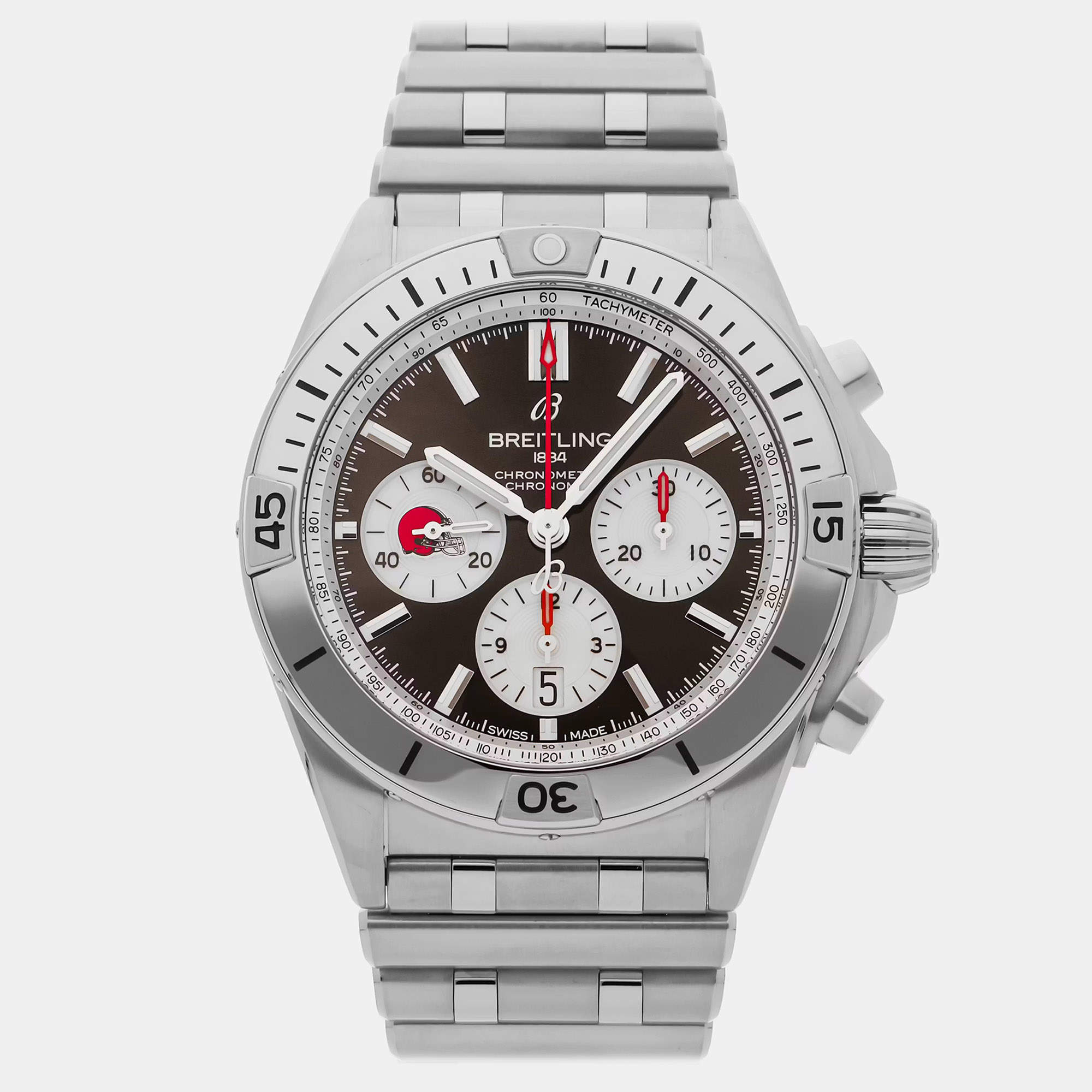 مملوكة مسبقًا Pre-Owned Breitling Chronomat B01 NFL Cleveland Browns Edition AB01342B1B6A1