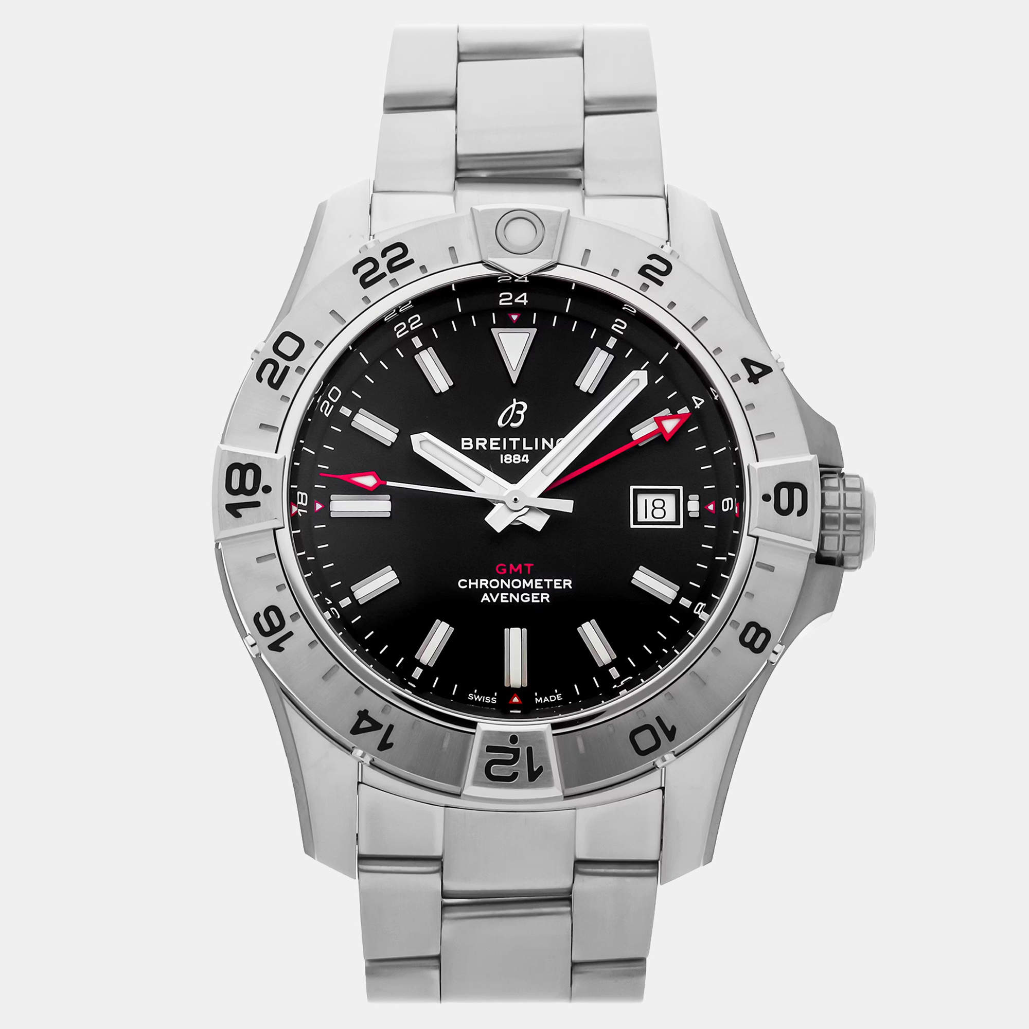 مملوكة مسبقًا Pre-Owned Breitling Avenger GMT A32320101B1A1 Automatic 44 mm