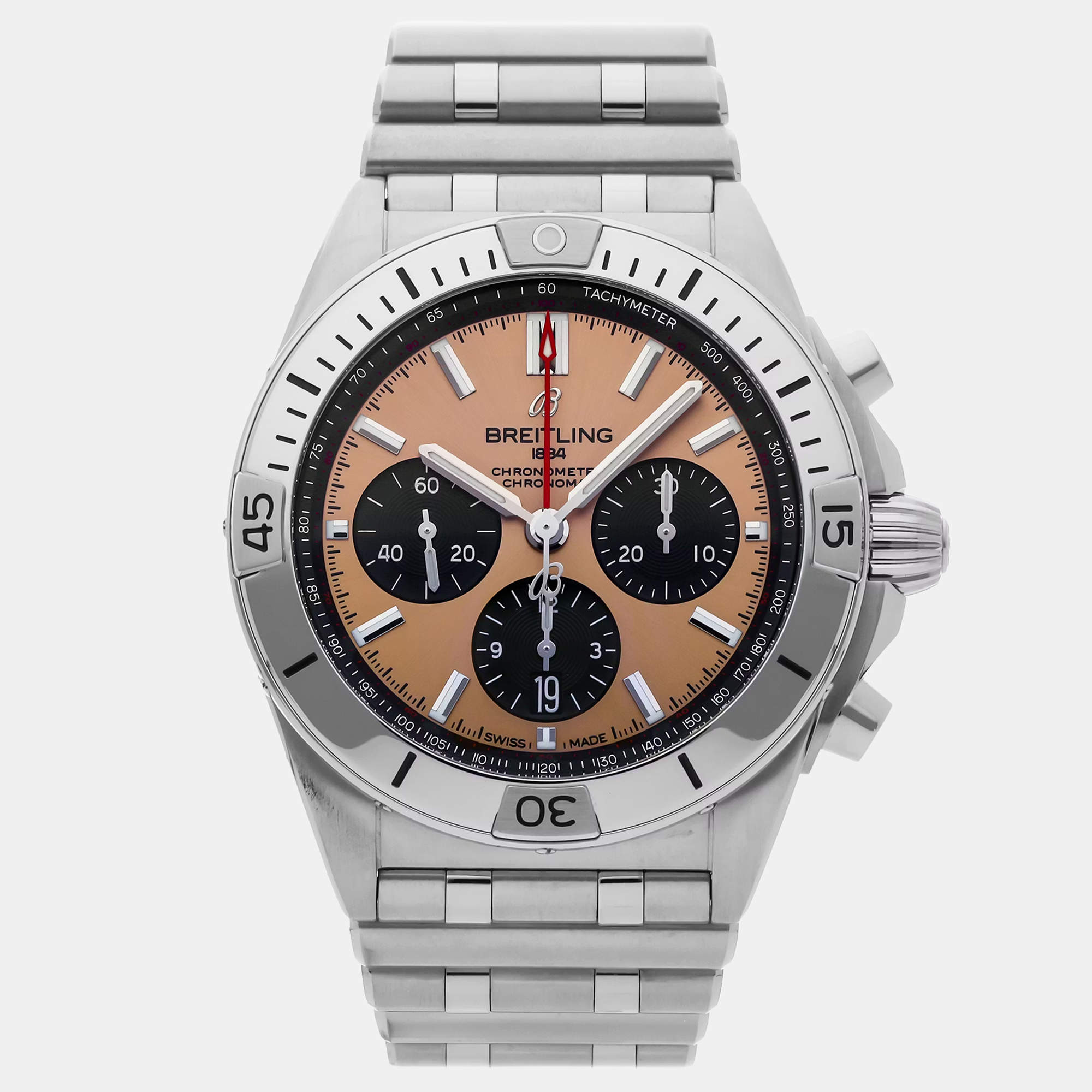 مملوكة مسبقًا Pre-Owned Breitling Chronomat B01 AB0134101K1A1 Brown Automatic Stainless Steel Men's Wristwatch 42 mm