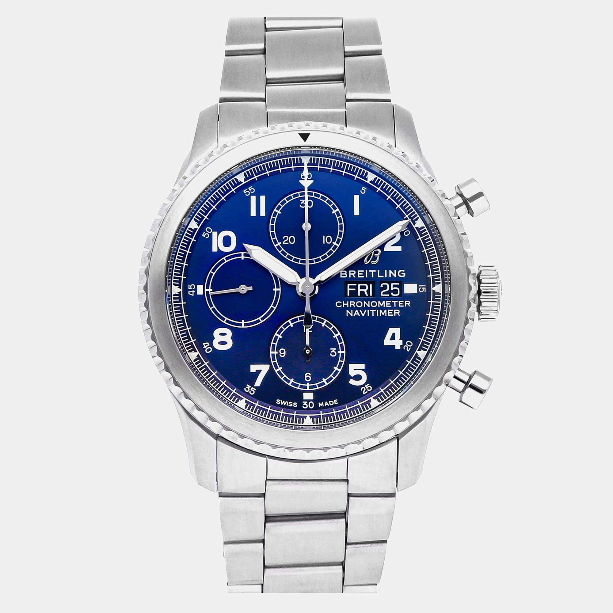 Pre Owned Pre-Owned Breitling Navitimer 8 Chronograph A13314101C1A1 Blue Automatic Stainless Steel Men's Wristwatch 43 MM