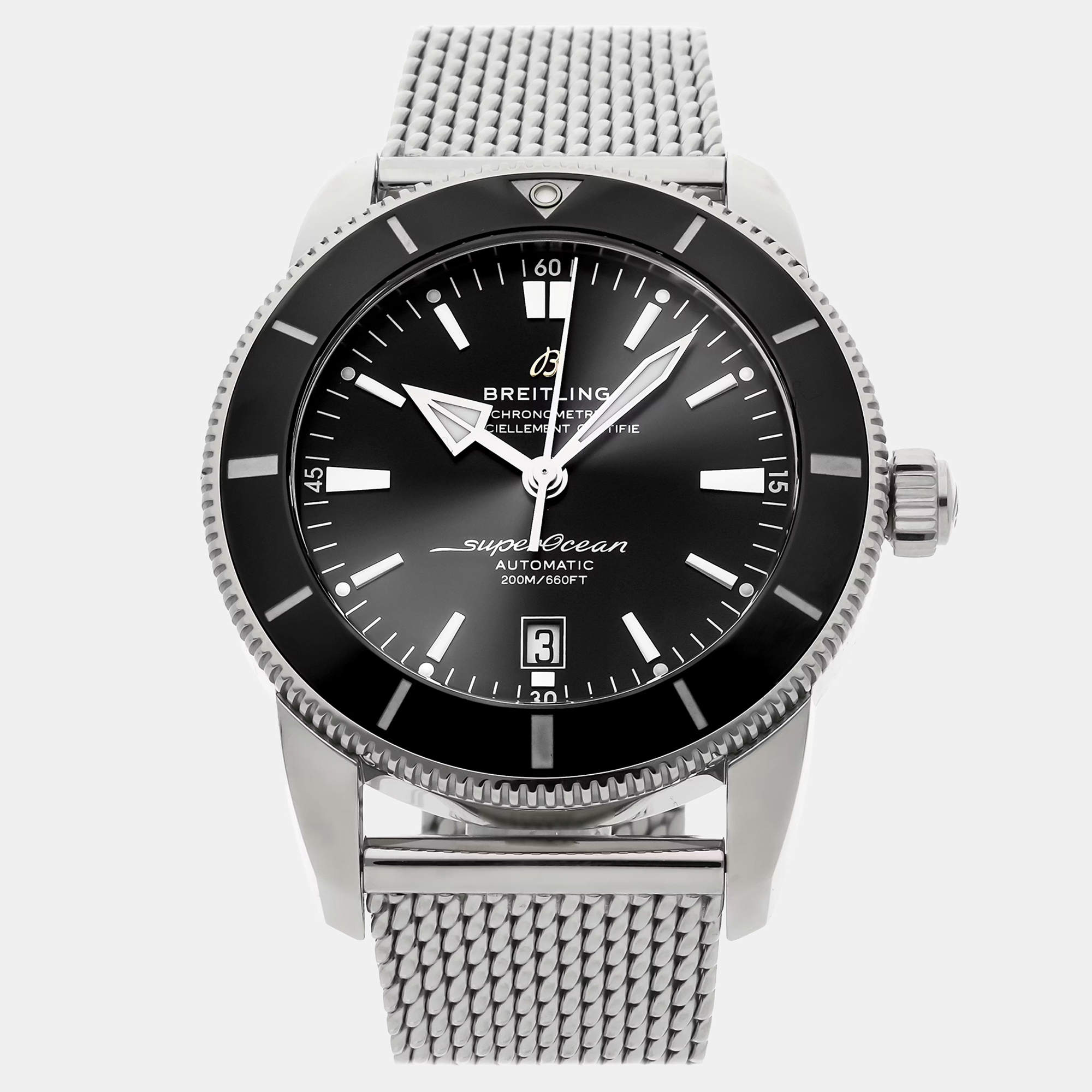 Pre Owned Pre-Owned Breitling Superocean Heritage B20 AB2020121B1A1 Black Automatic Stainless Steel Men's Wristwatch 46 MM