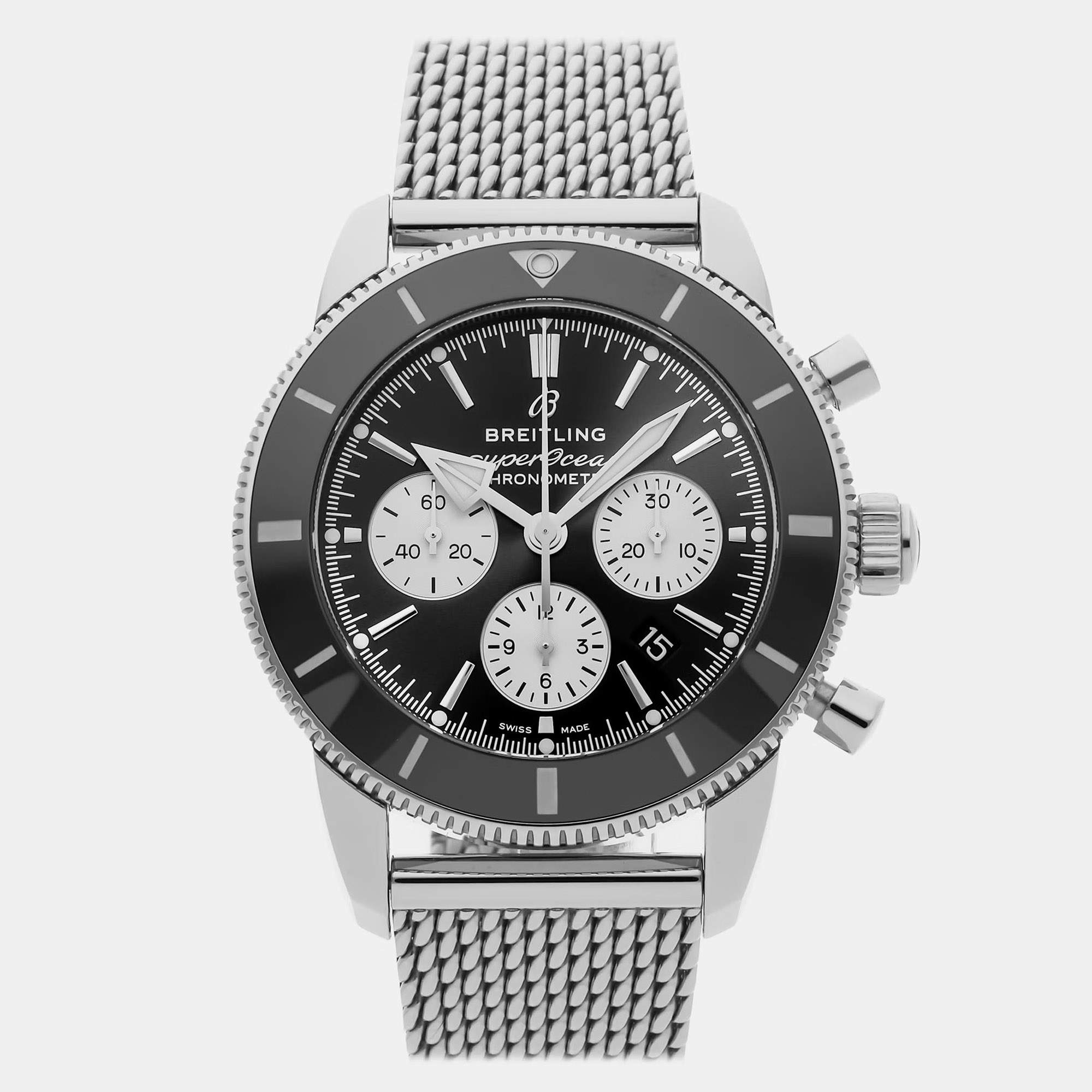 Pre Owned Breitling Superocean Heritage B01 AB0162121B1A1 Black Stainless Steel Automatic Men's Wristwatch 44mm