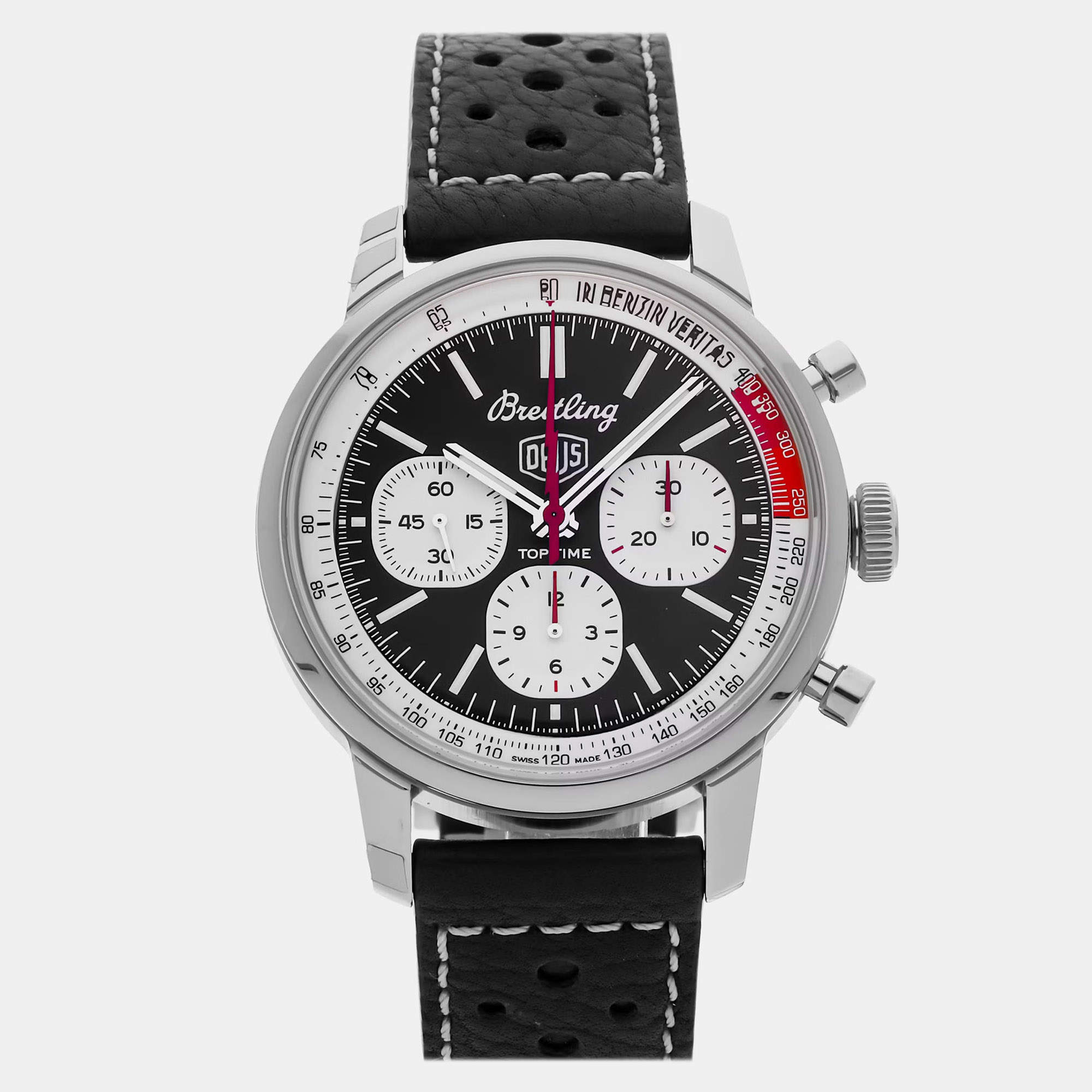 Pre Owned Breitling Top Time AB01765A1B1X1 Black Stainless Steel Automatic Men Wristwatch 41mm