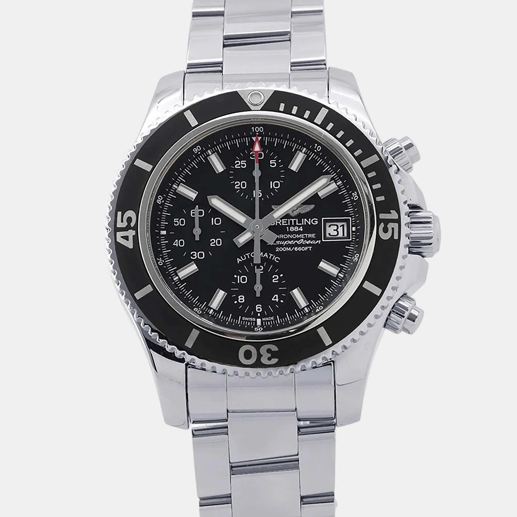 Pre Owned Breitling Superocean A13311C9/BF98 Black Stainless Steel Automatic Men's Wristwatch 42mm