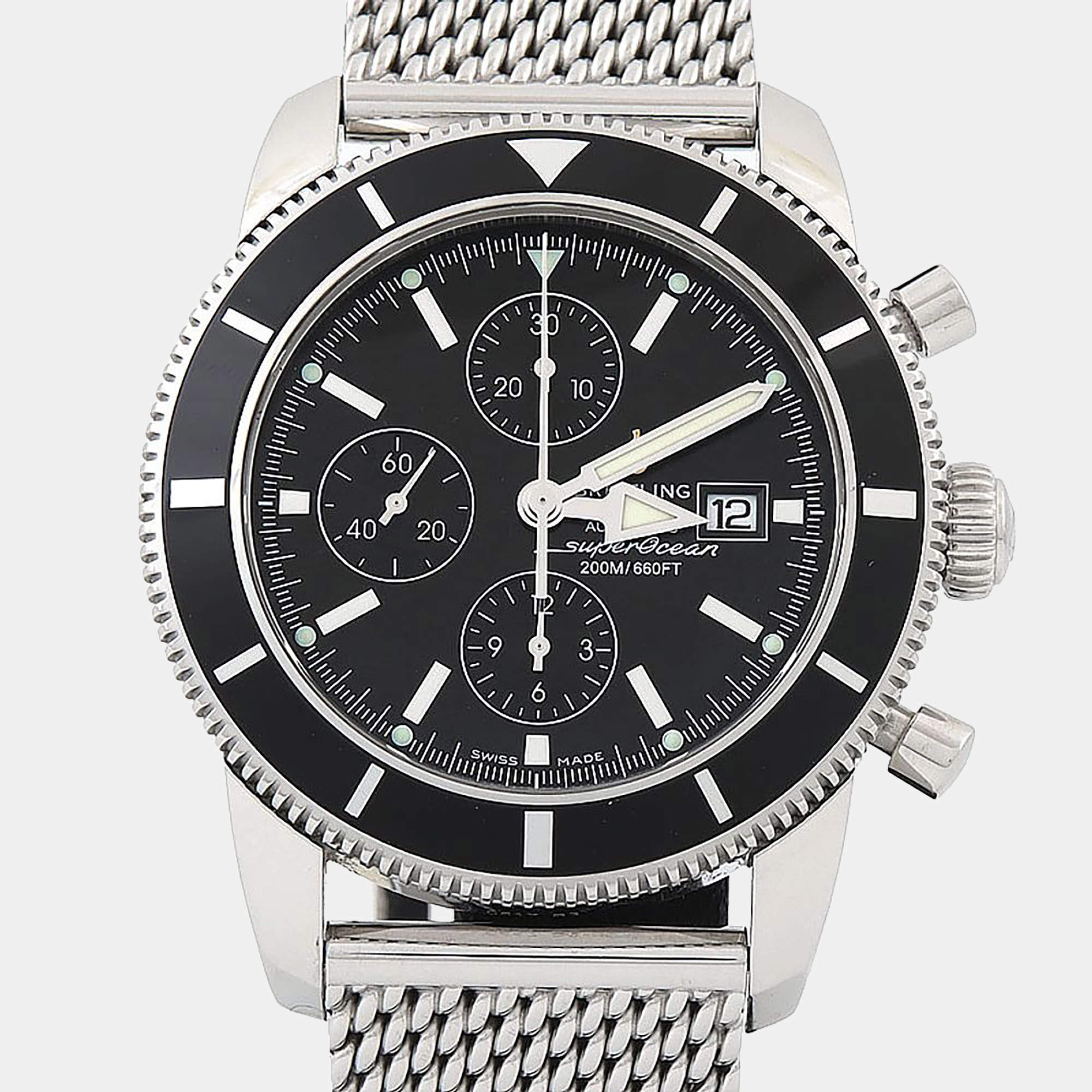 Pre Owned Breitling Superocean Heritage A13320 Black Stainless Steel Automatic Men's Watches 46mm