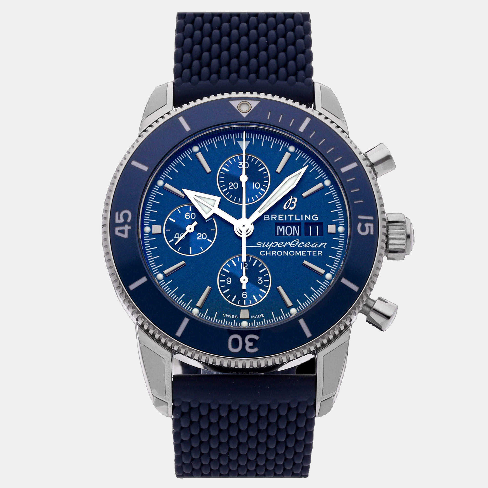 Pre Owned Breitling Superocean Heritage A13313161C1S1 Blue Stainless Steel Automatic Men's Wristwatch 44mm
