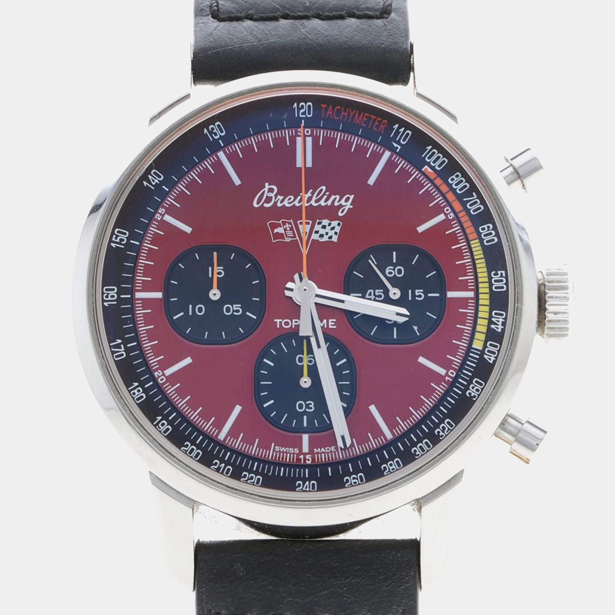 مملوكة مسبقًا Breitling Top Time A25310 Red Stainless Steel Automatic Men's Watches 42mm