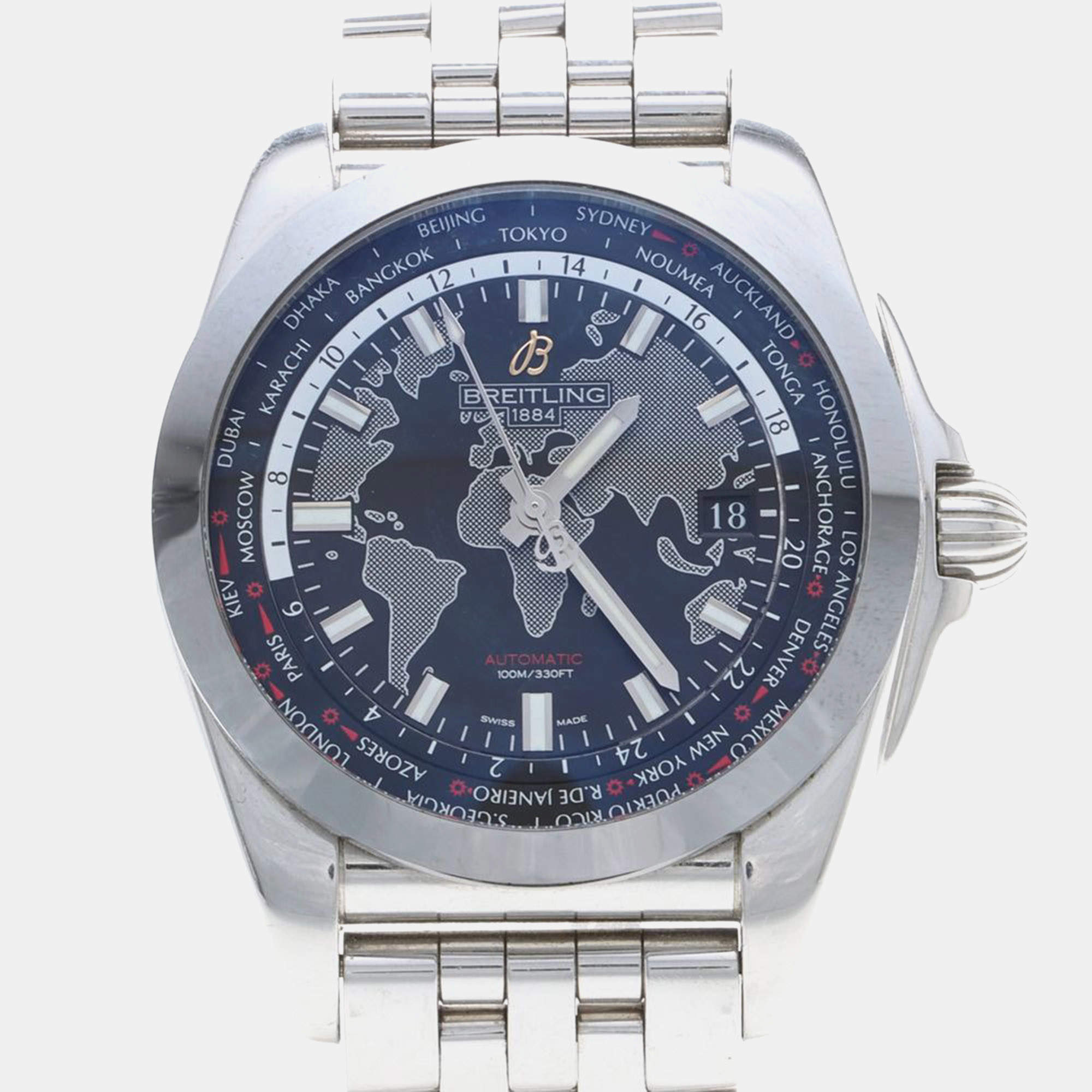 Pre Owned Breitling Galactic WB3510 Blue Stainless Steel Automatic Men's Watches 44mm
