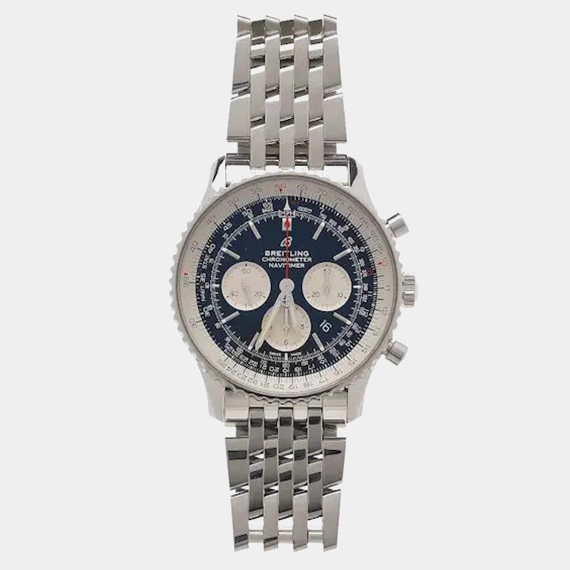 Pre Owned Breitling Navitimer AB0127211C1A1 Black Stainless Steel Automatic Men's Watches 46 mm