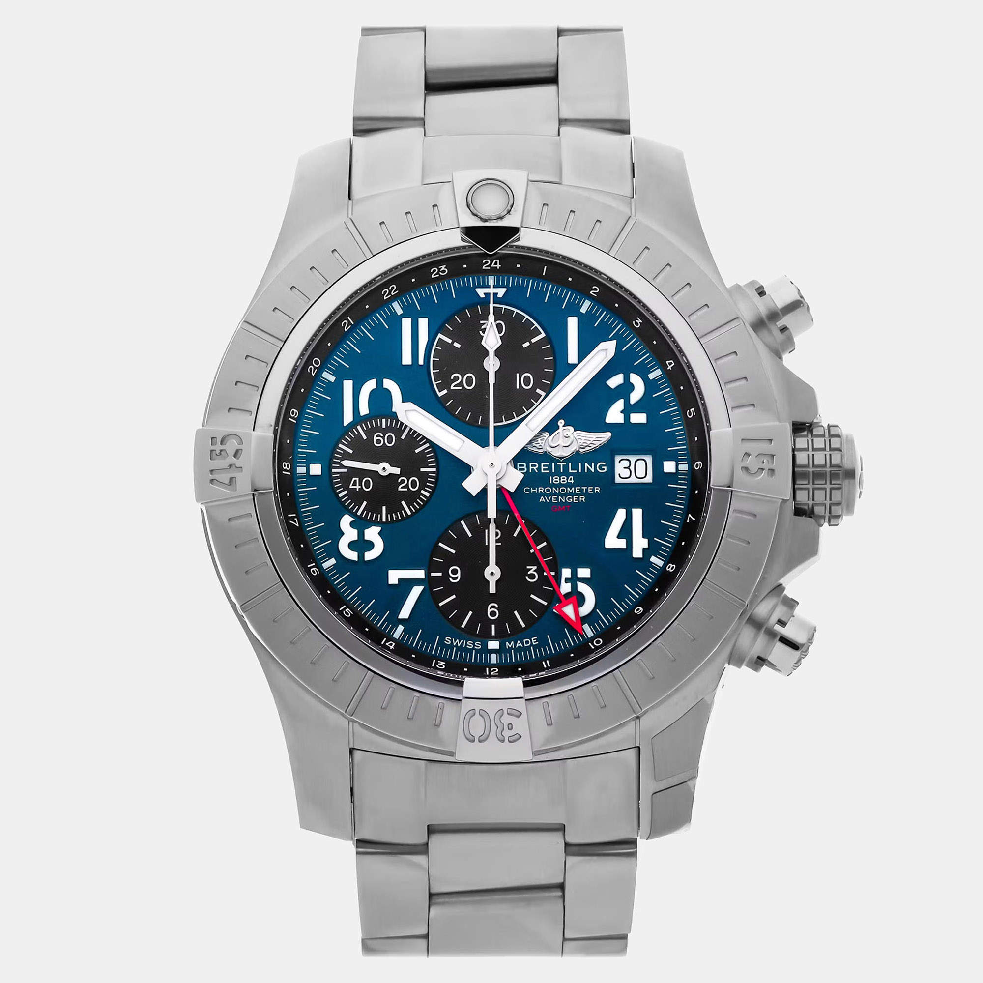Pre Owned Breitling Avenger A24315101C1A1 Blue Stainless Steel Automatic Men's Wristwatches 45mm