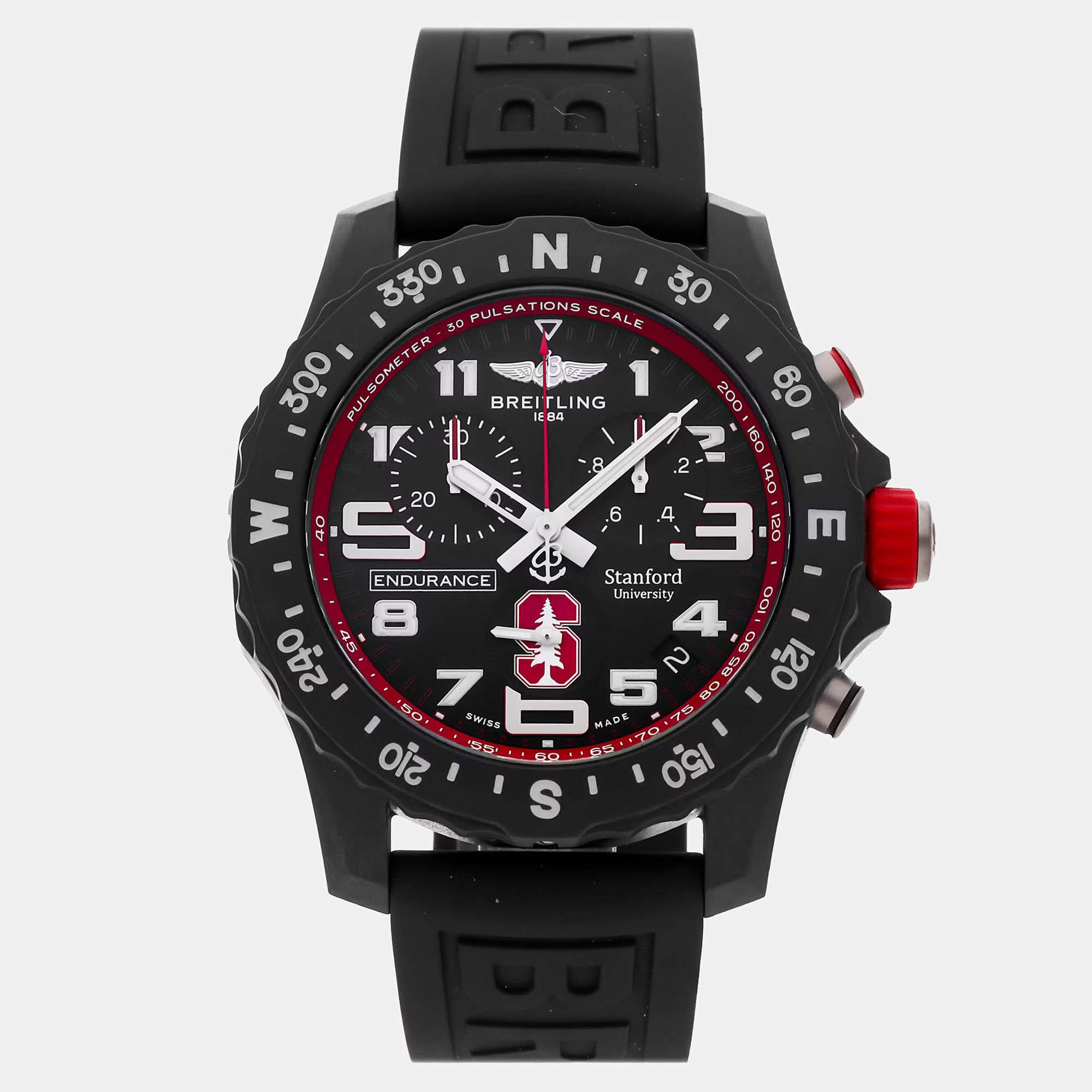 Pre Owned ساعة بريتلينغ إندورانس برو X823109C1B1S1 كوارترز مطاط أسود للرجال 44 ملم