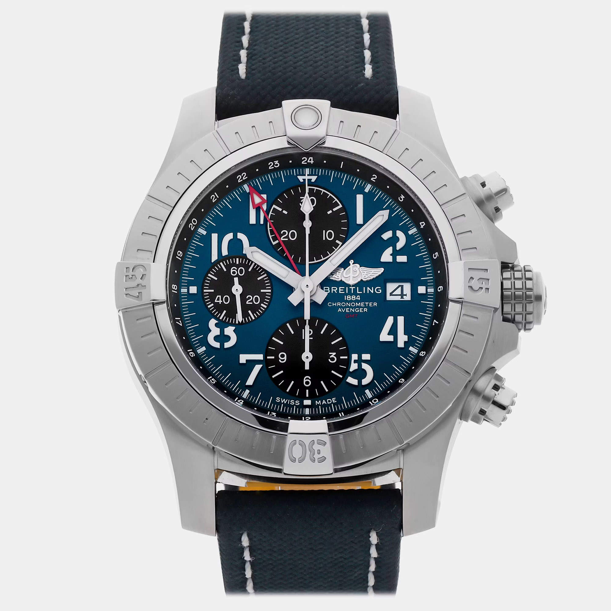 Pre Owned Breitling Avenger A24315101C1X2 Blue Stainless Steel Automatic Men's Watches 45mm