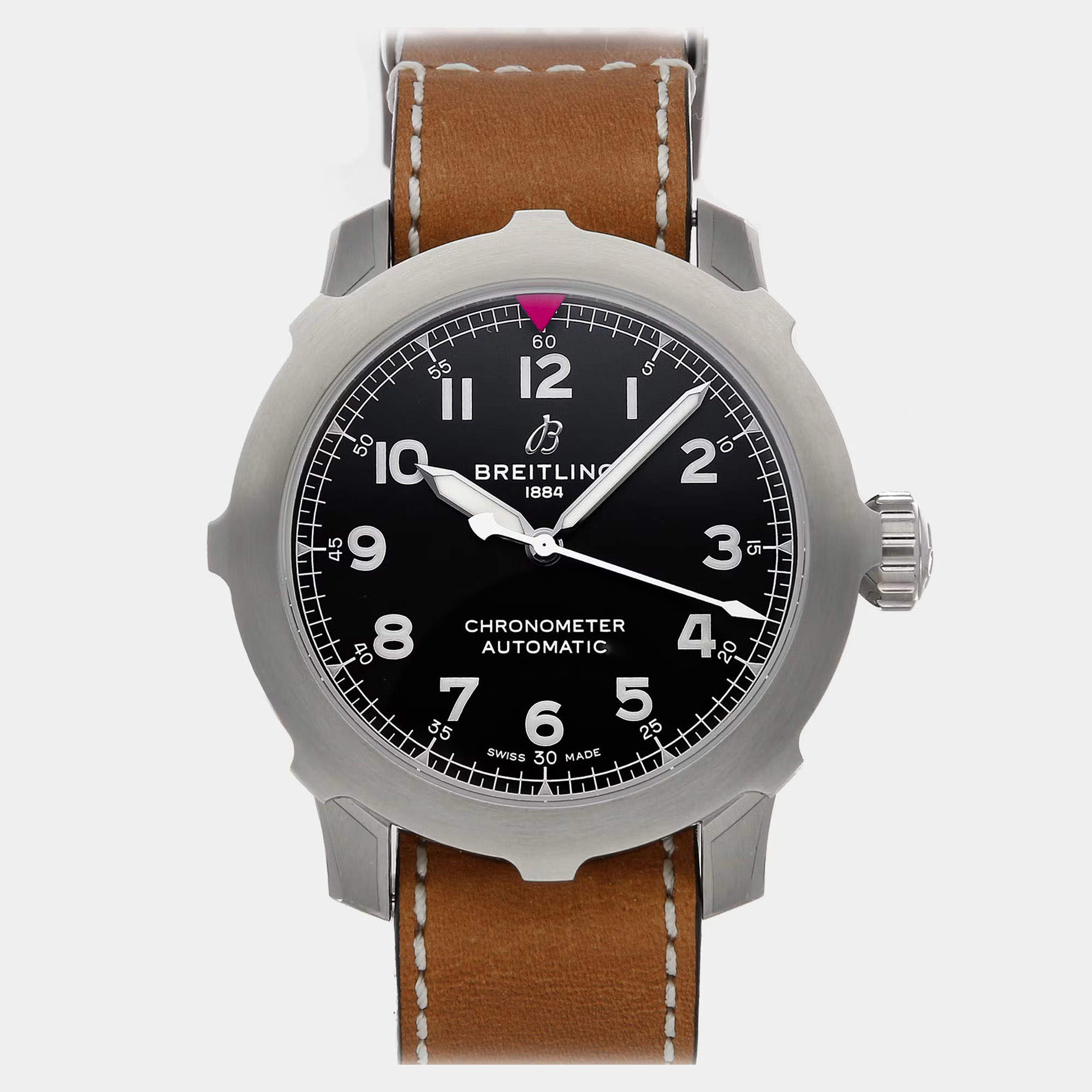 Pre Owned Breitling Aviator Super 8 AB2040101B1X1 Black Stainless Steel Automatic Men's Watches 46 mm