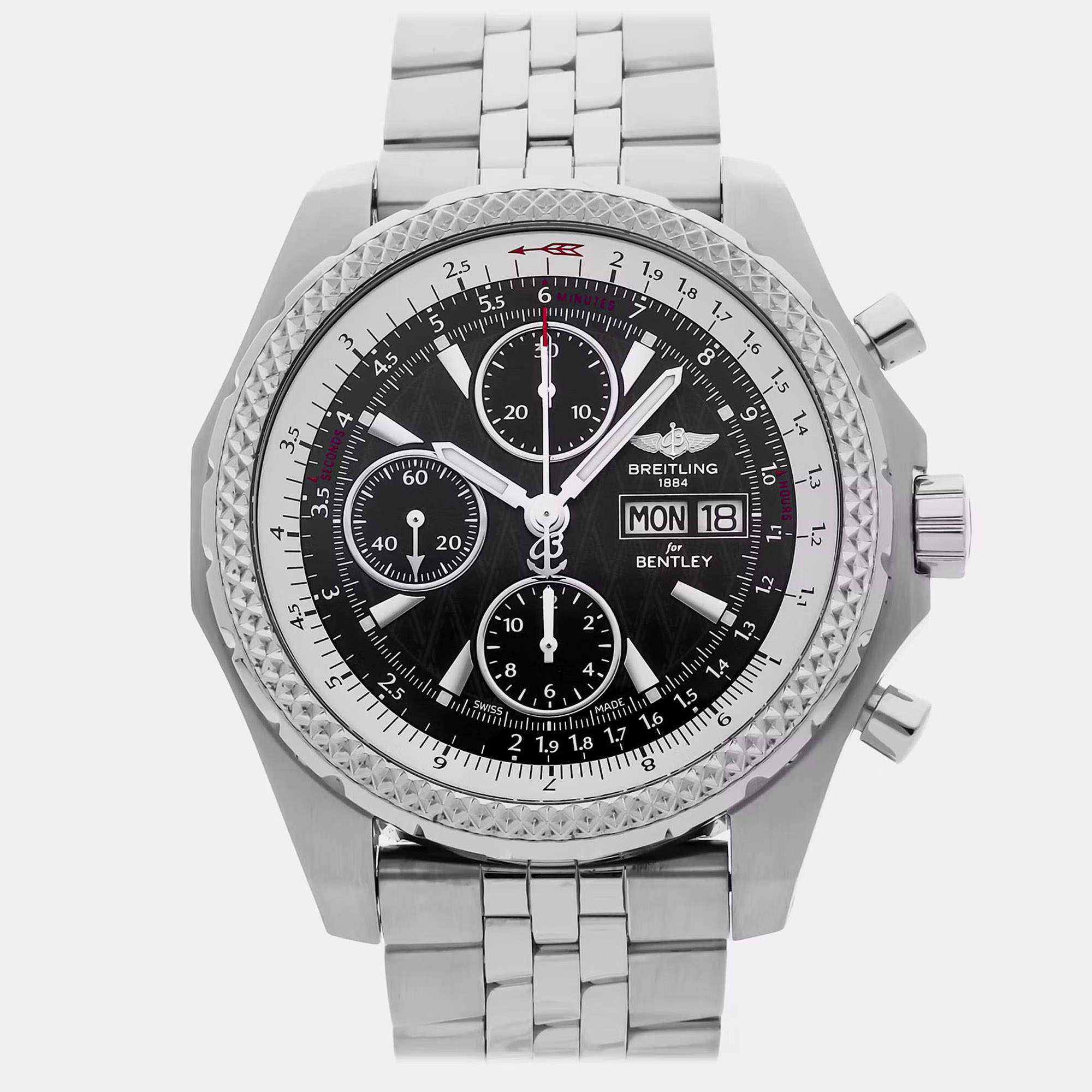 Pre Owned Breitling Bentley GT Racing  A1336313/B960 Black Stainless Steel Automatic Men's Wristwatch 44mm