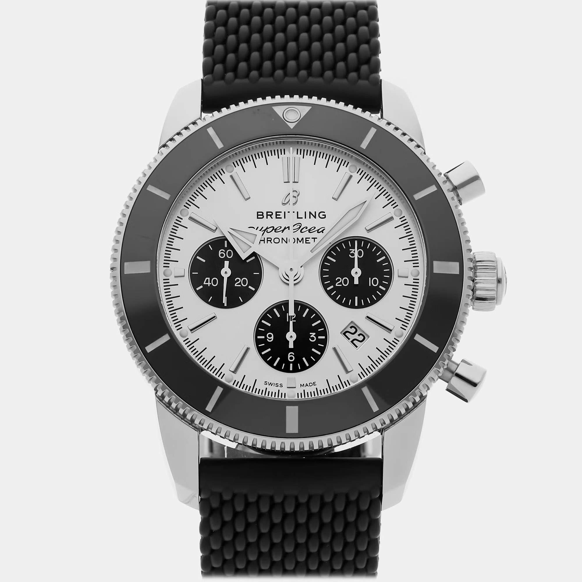 Pre Owned Breitling Superocean Heritage AB0162121G1S1 Silver Stainless Steel Automatic Men's Wristwatch 44mm