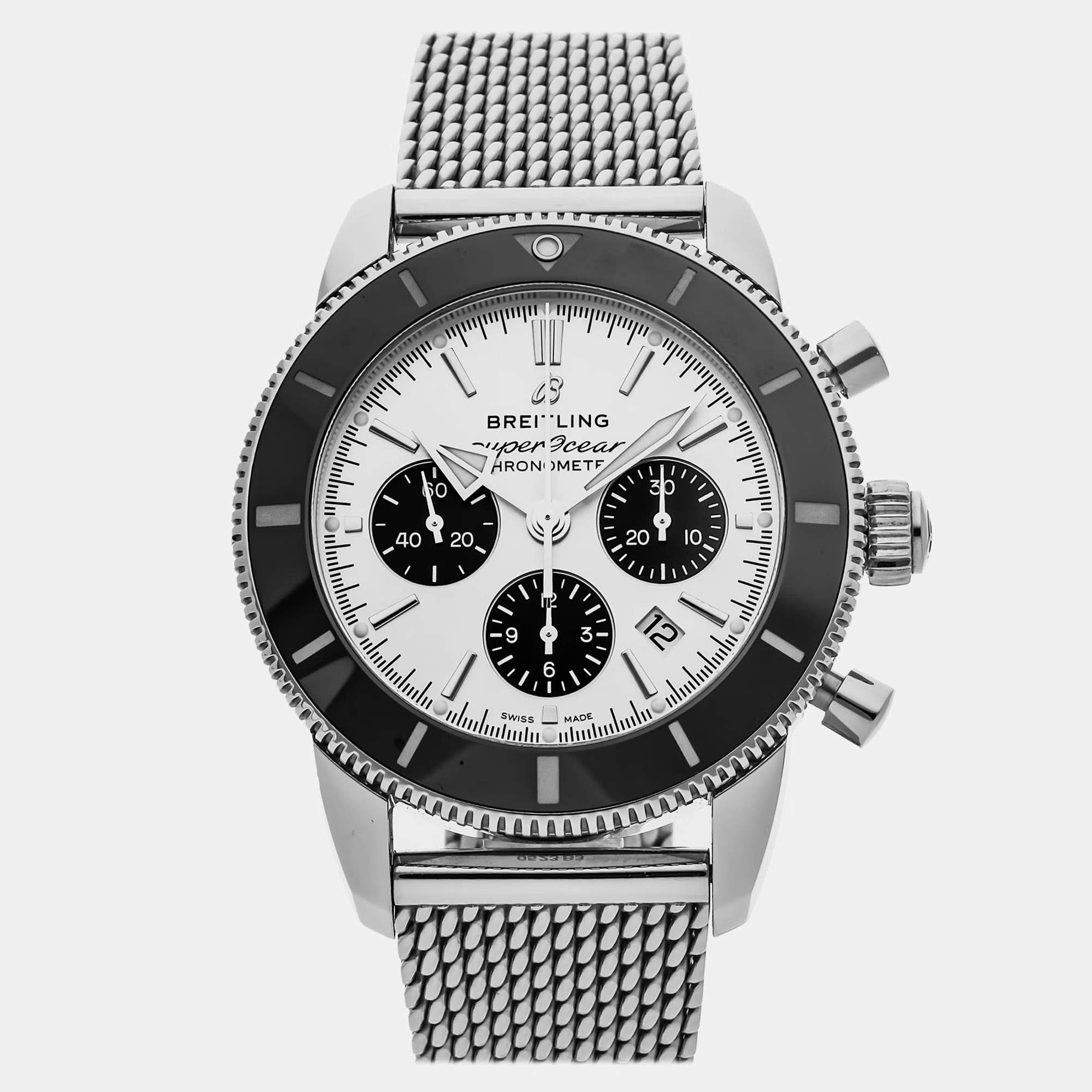 مملوكة مسبقًا Breitling Superocean Heritage B01 AB0162121G1A1 Silver Stainless Steel Automatic Men's Watches 44mm