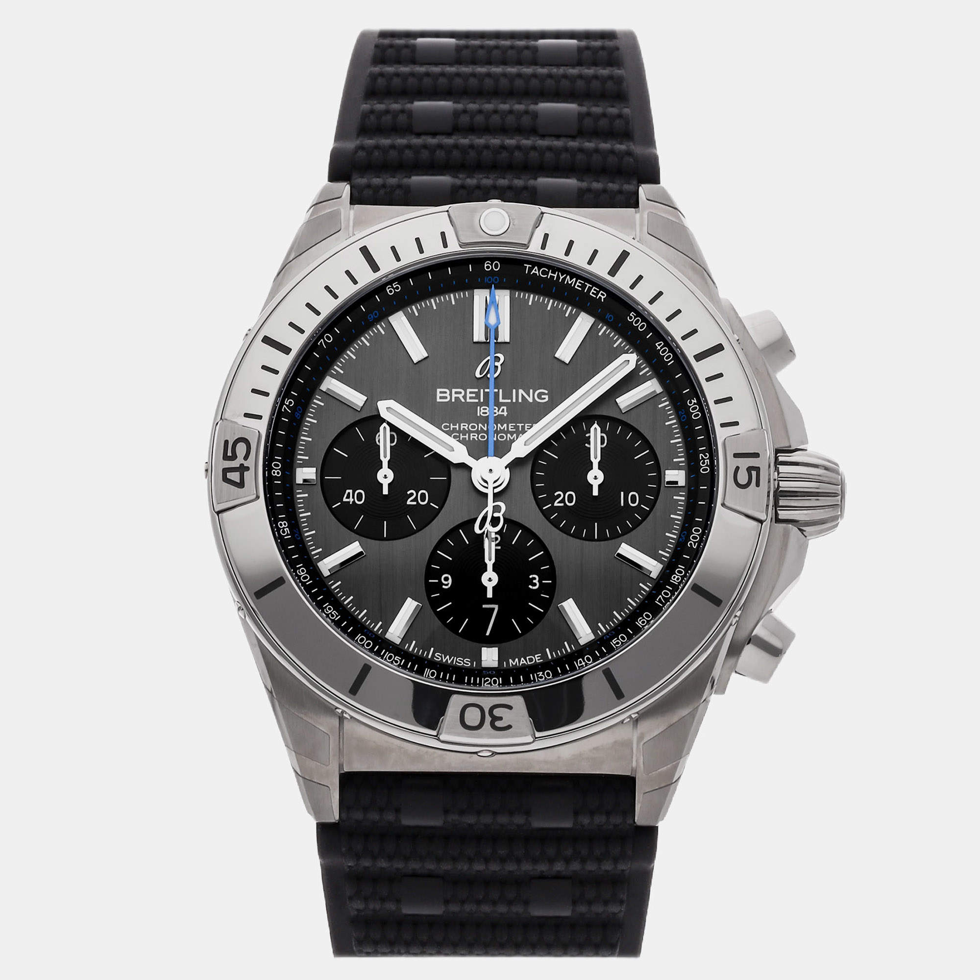 مملوكة مسبقًا Breitling Chronomat B01 EB0134101M1S1 Grey Stainless Steel Automatic Chronograph Men's Watches 42mm