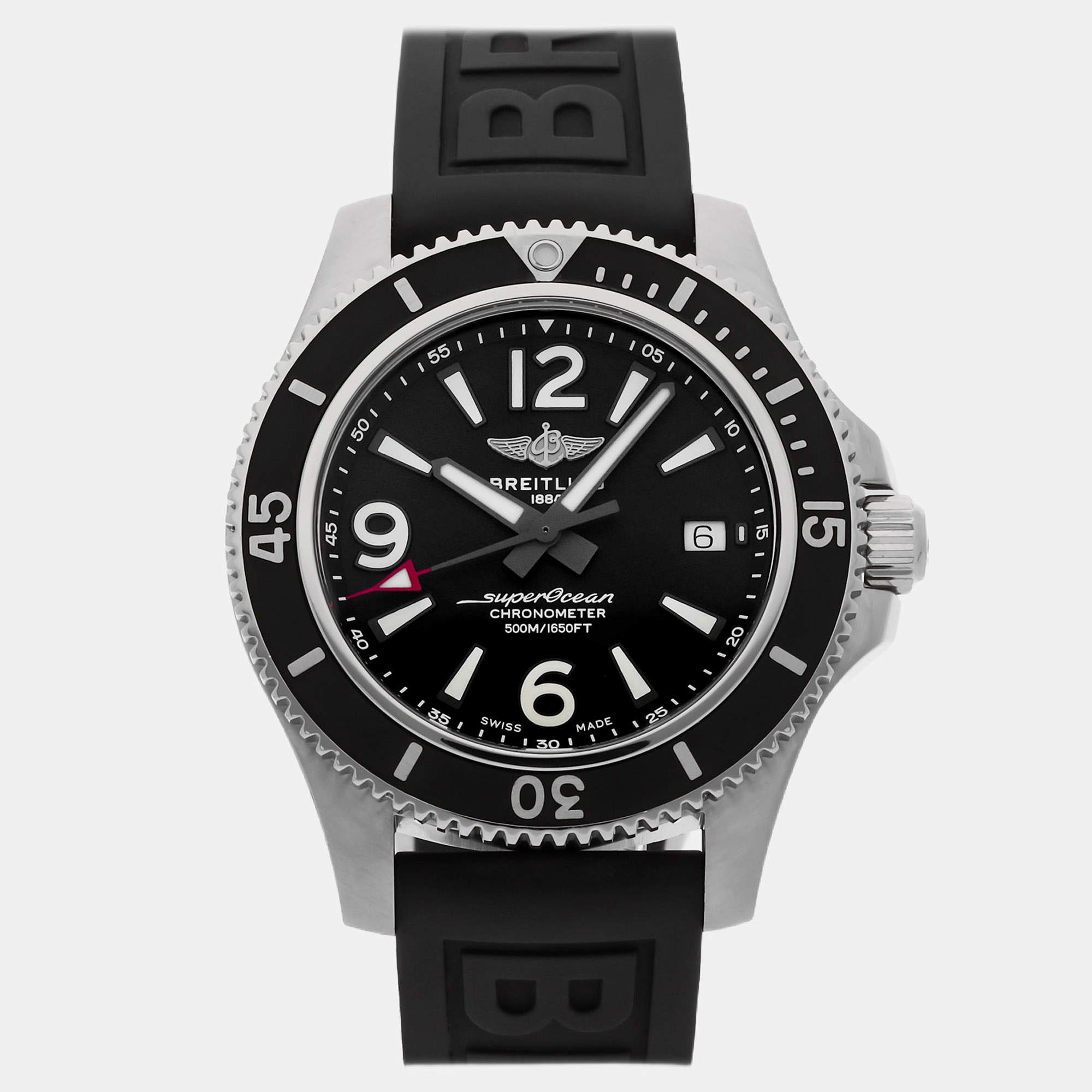 Pre Owned Breitling Superocean A17366021B1S2 Black Stainless Steel Automatic Men's Watches 42mm
