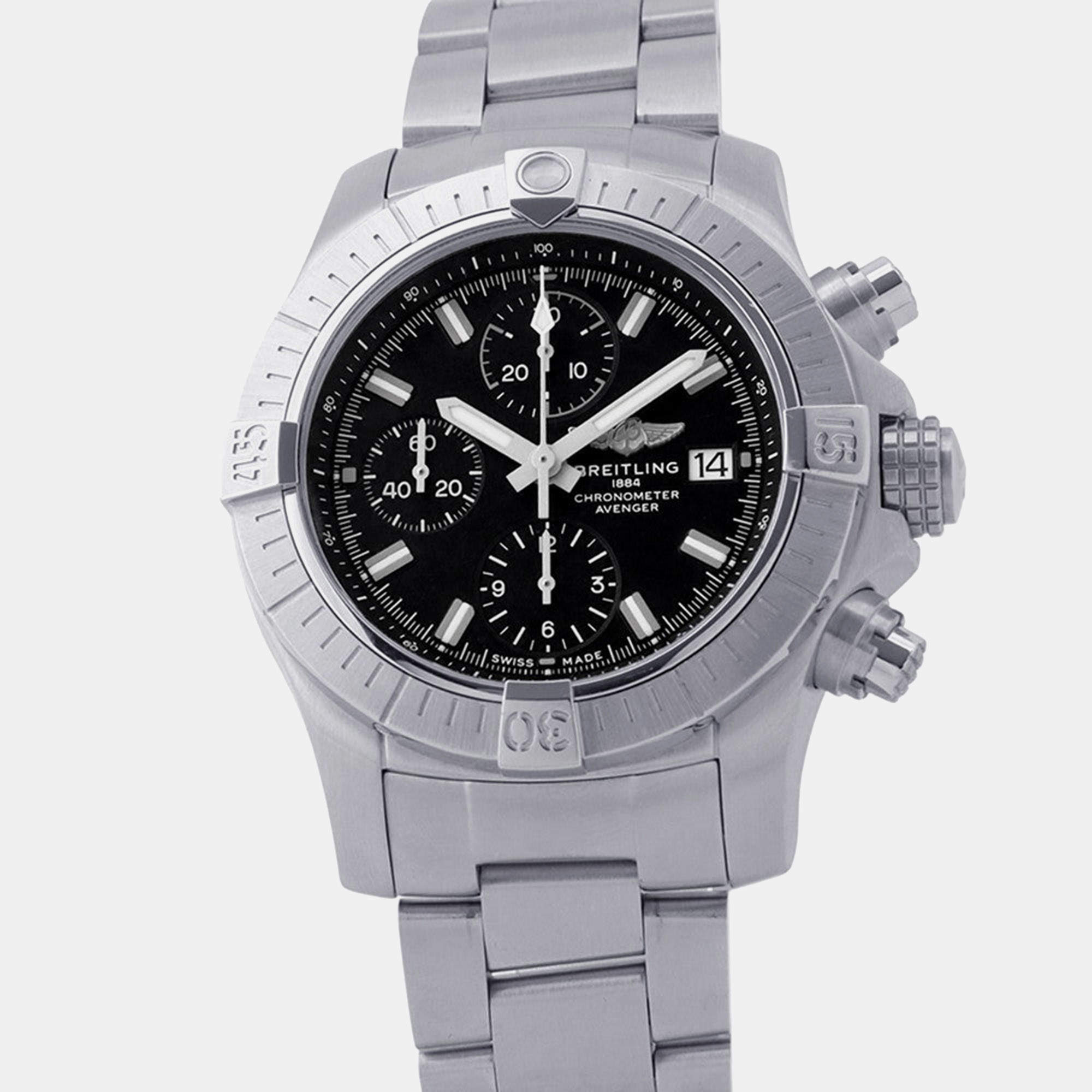 مملوكة مسبقًا Breitling Avenger A13385101B1A1 Black Stainless Steel Automatic Men's Watches 43mm
