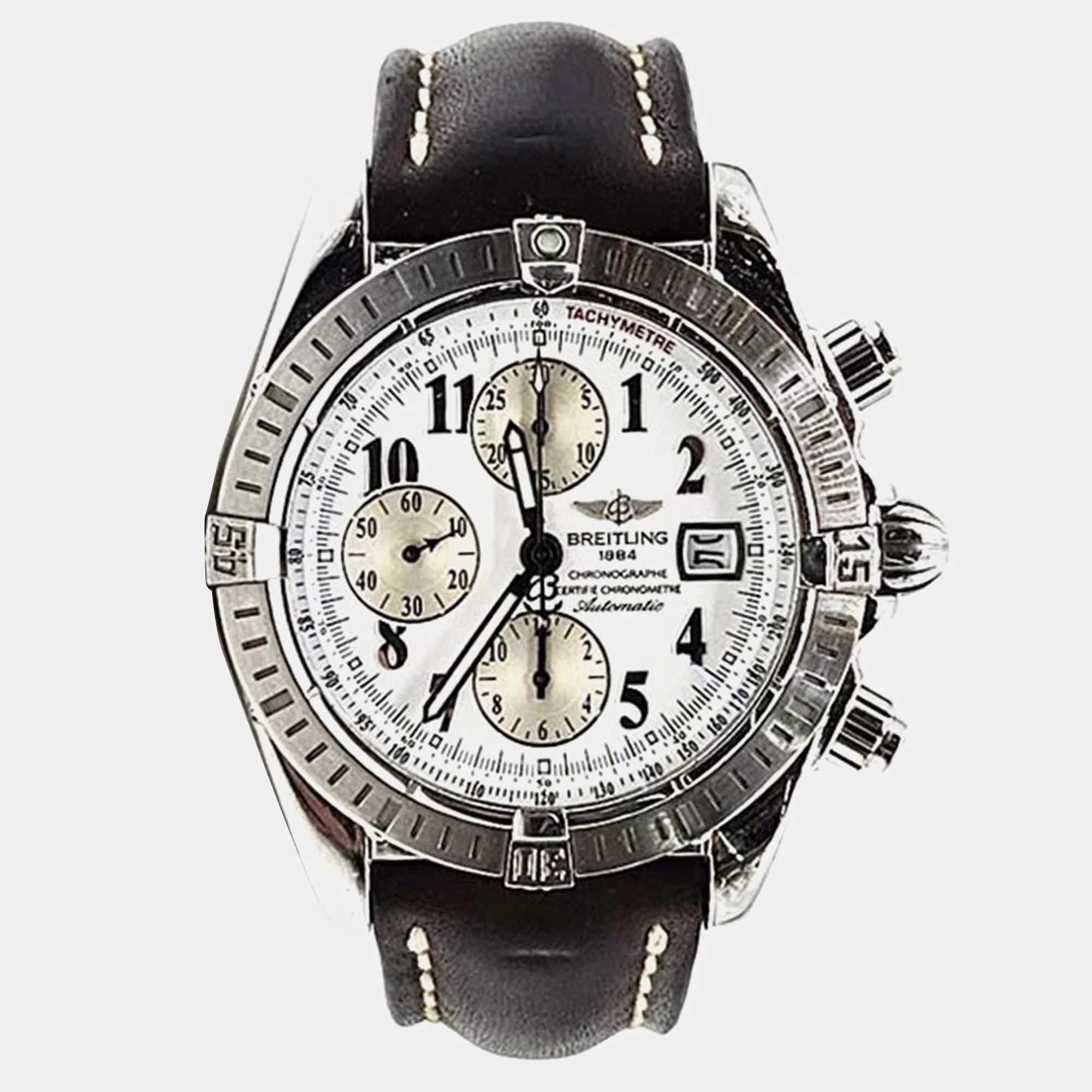 Pre Owned Breitling Chronomat A13356  White Stainless Steel Automatic Men's Wristwatch 44mm