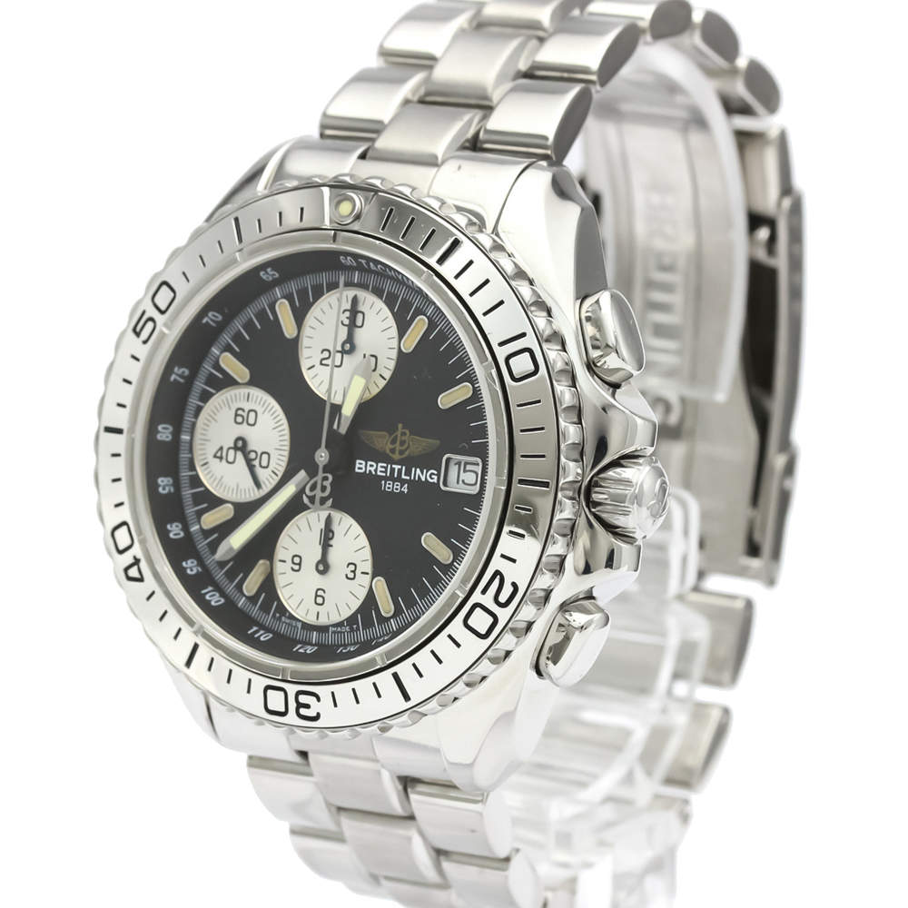 Breitling Black Stainless Steel Chrono Shark Automatic A13051 Men's Wristwatch 41 MM