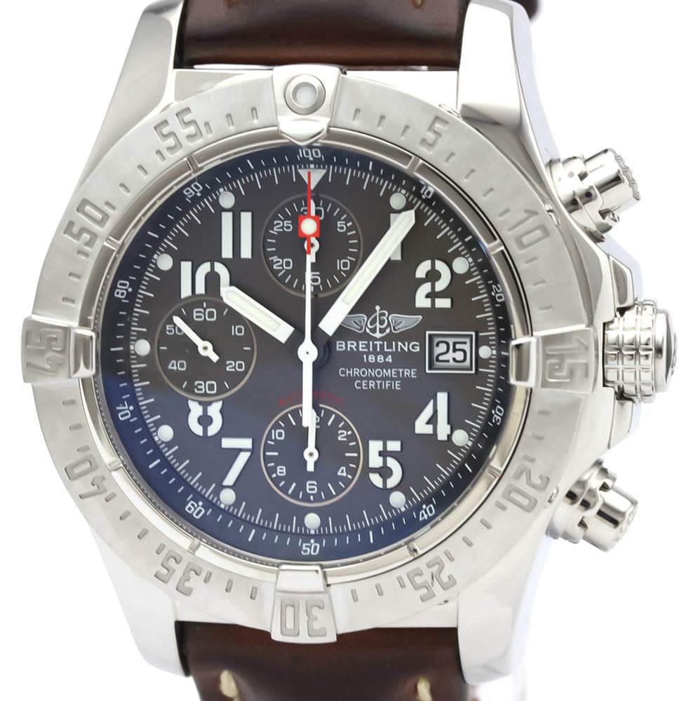 Pre Owned Breitling Gray Stainless Steel Avenger Chronograph Automatic A13380 Men's Wristwatch 44 MM