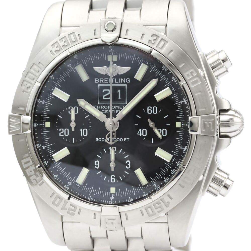 Pre Owned Breitling Black Stainless Steel Blackbird Automatic A44359 Men's Wristwatch 44 MM