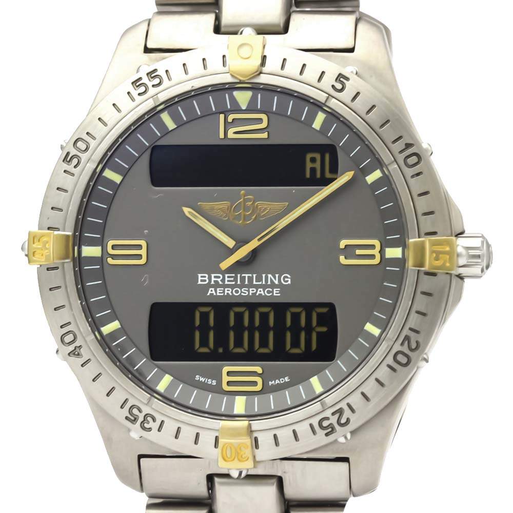 Breitling Grey 18K Yellow Gold And Titanium Aerospace F56062 Quartz Men's Wristwatch 40 MM