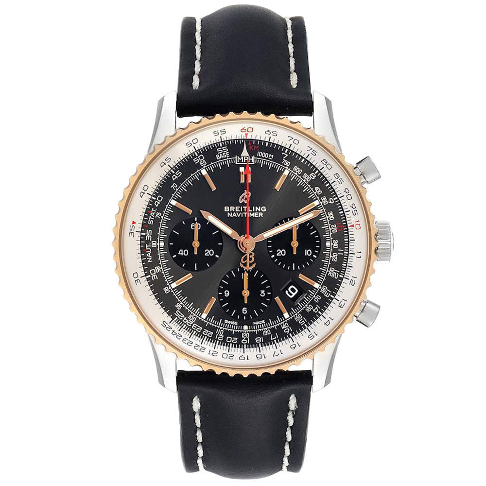 Breitling Grey 18K Rose Gold And Stainless Steel Navitimer 01 UB0121 Men's Wristwatch 42 MM