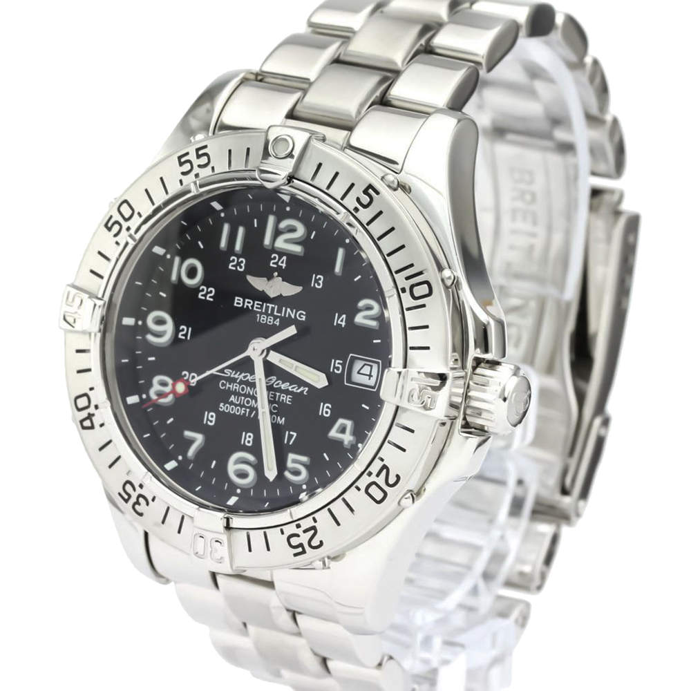 Breitling Black Stainless Steel Superocean Automatic A17360 Men's Wristwatch 41 MM
