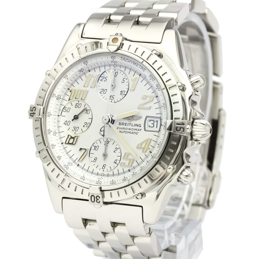Pre Owned Breitling Silver Stainless Steel Chronomat A13050.1 Automatic Men's Wristwatch 40 MM