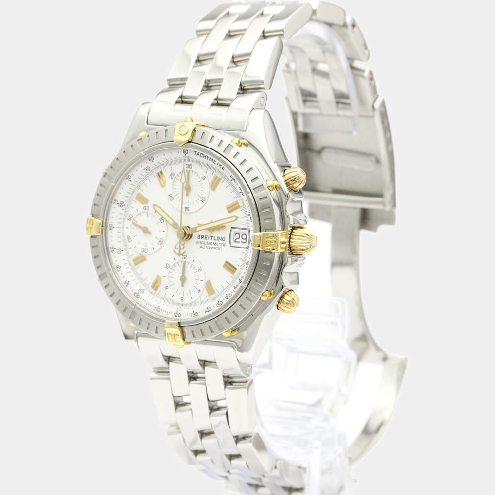 Breitling Silver 18K Yellow Gold And Stainless Steel Chronomat Automatic B13352 Men's Wristwatch 40 MM