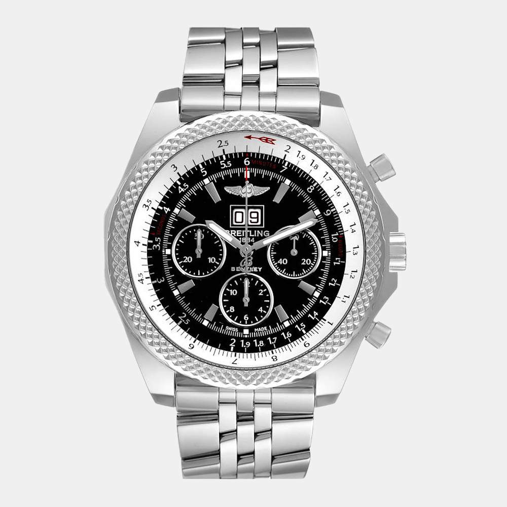 Breitling Black Stainless Steel Bentley A44364 Automatic Men's Wristwatch 48 mm